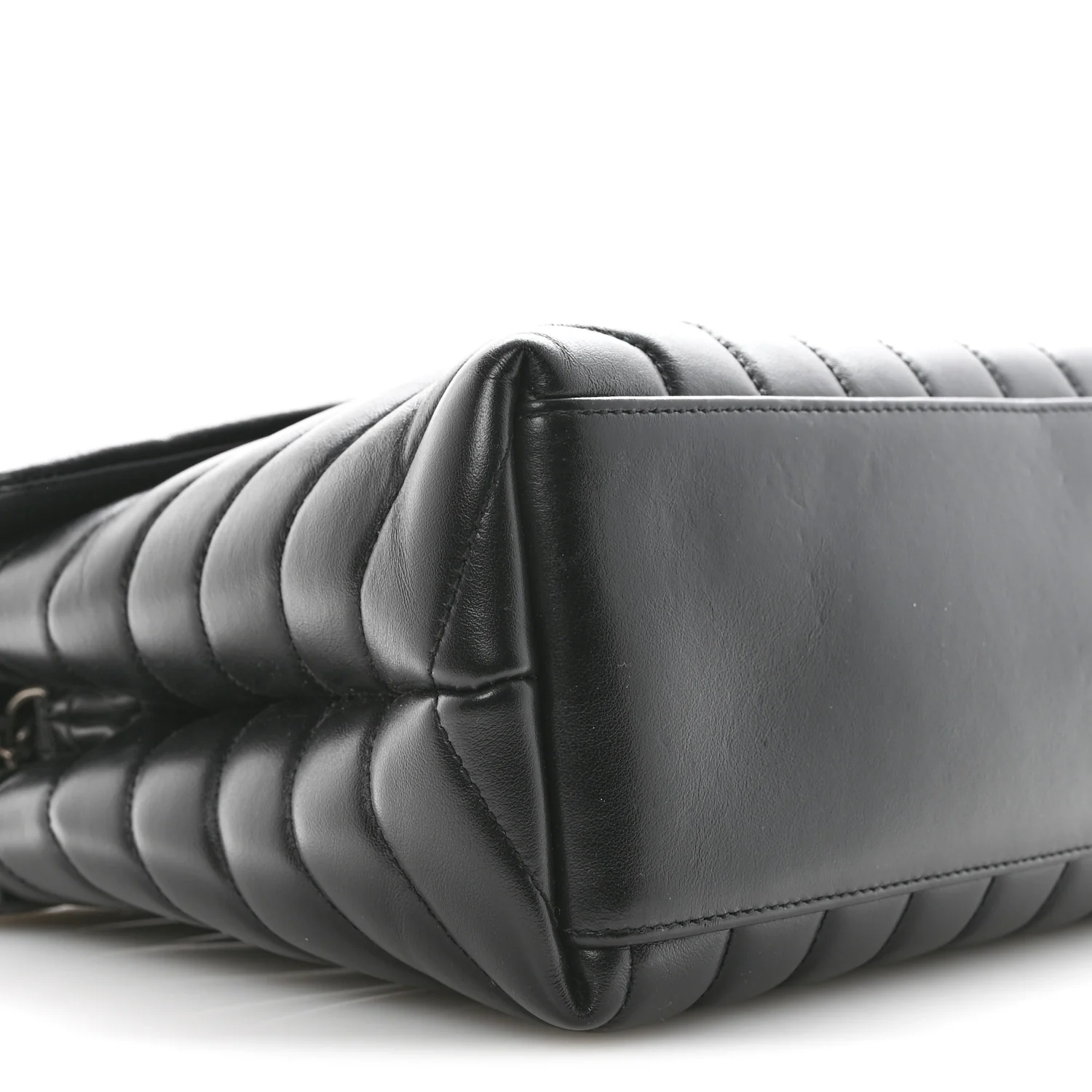 Calfskin Y Quilted Monogram Medium Loulou Chain Satchel Black - Image 9