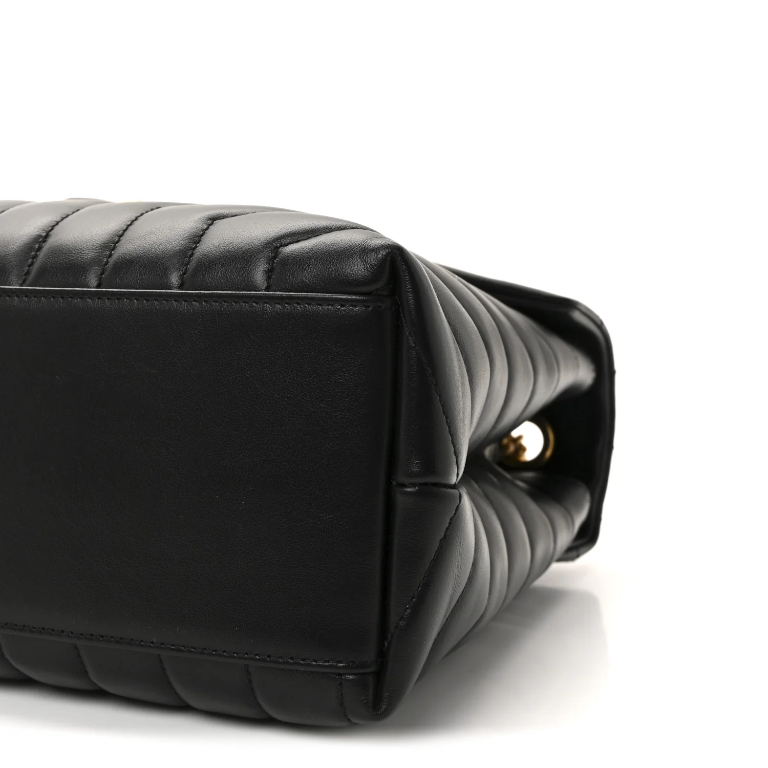 Calfskin Y Quilted Monogram Medium Loulou Chain Satchel Black - Image 9