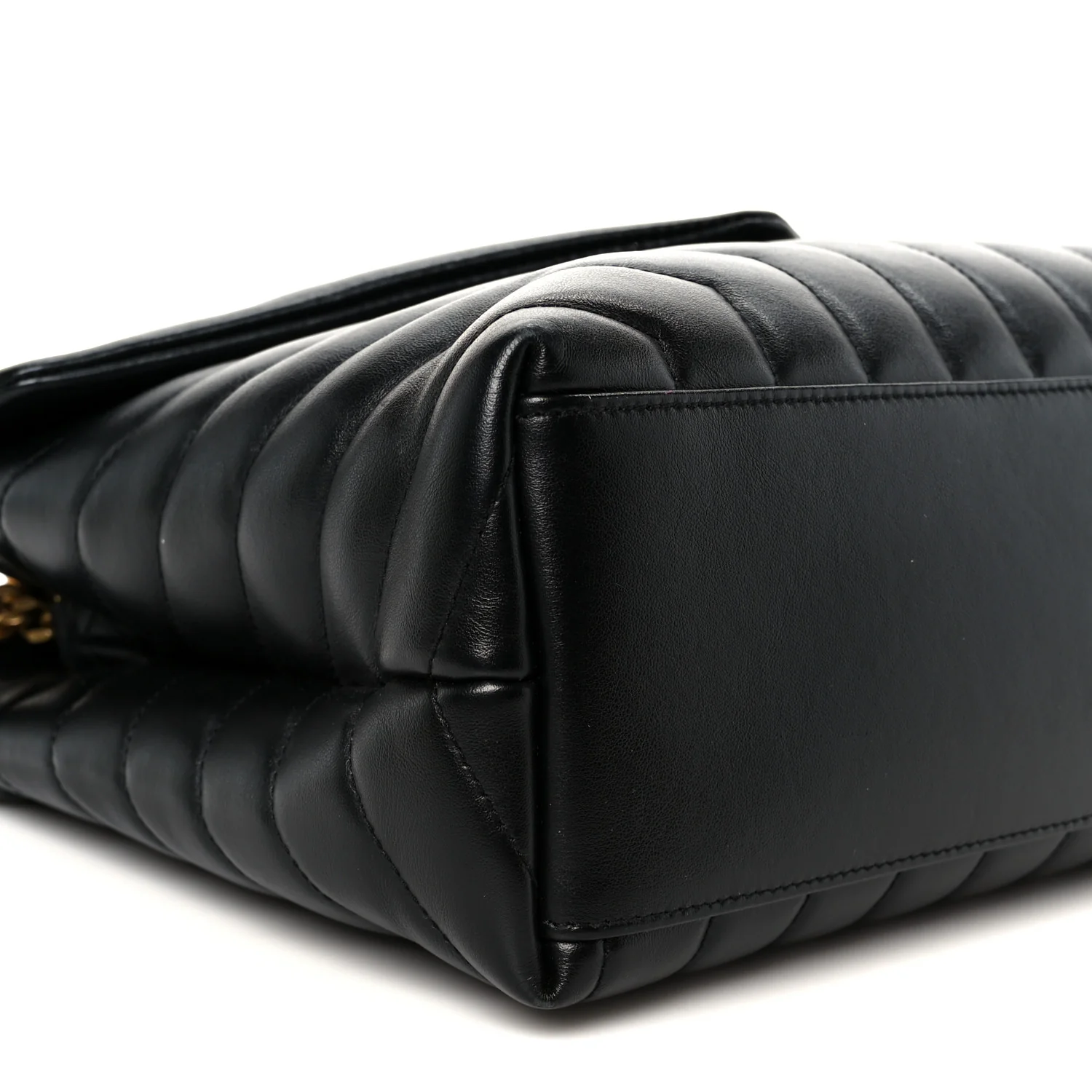 Calfskin Y Quilted Monogram Medium Loulou Chain Satchel Black - Image 10