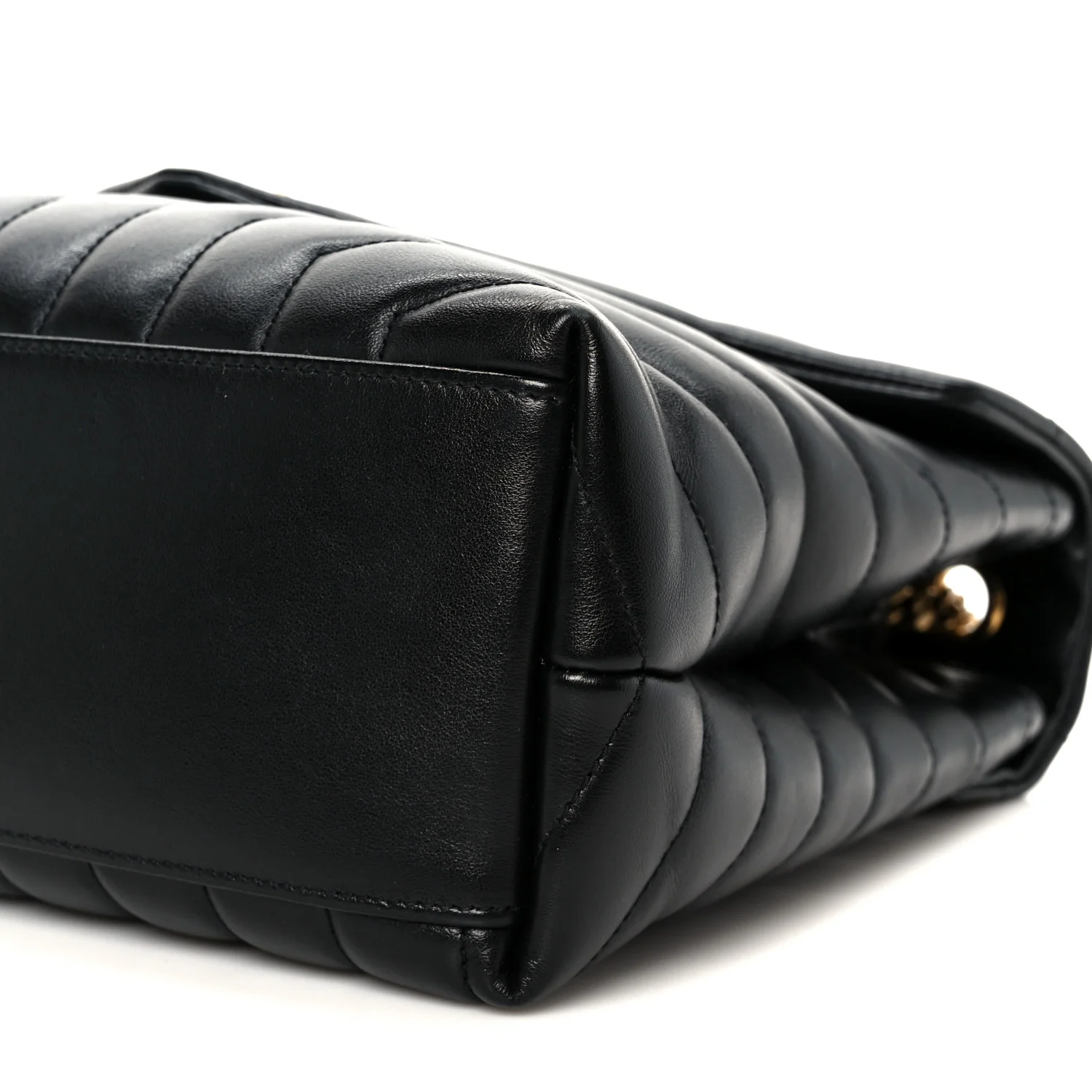 Calfskin Y Quilted Monogram Medium Loulou Chain Satchel Black - Image 11