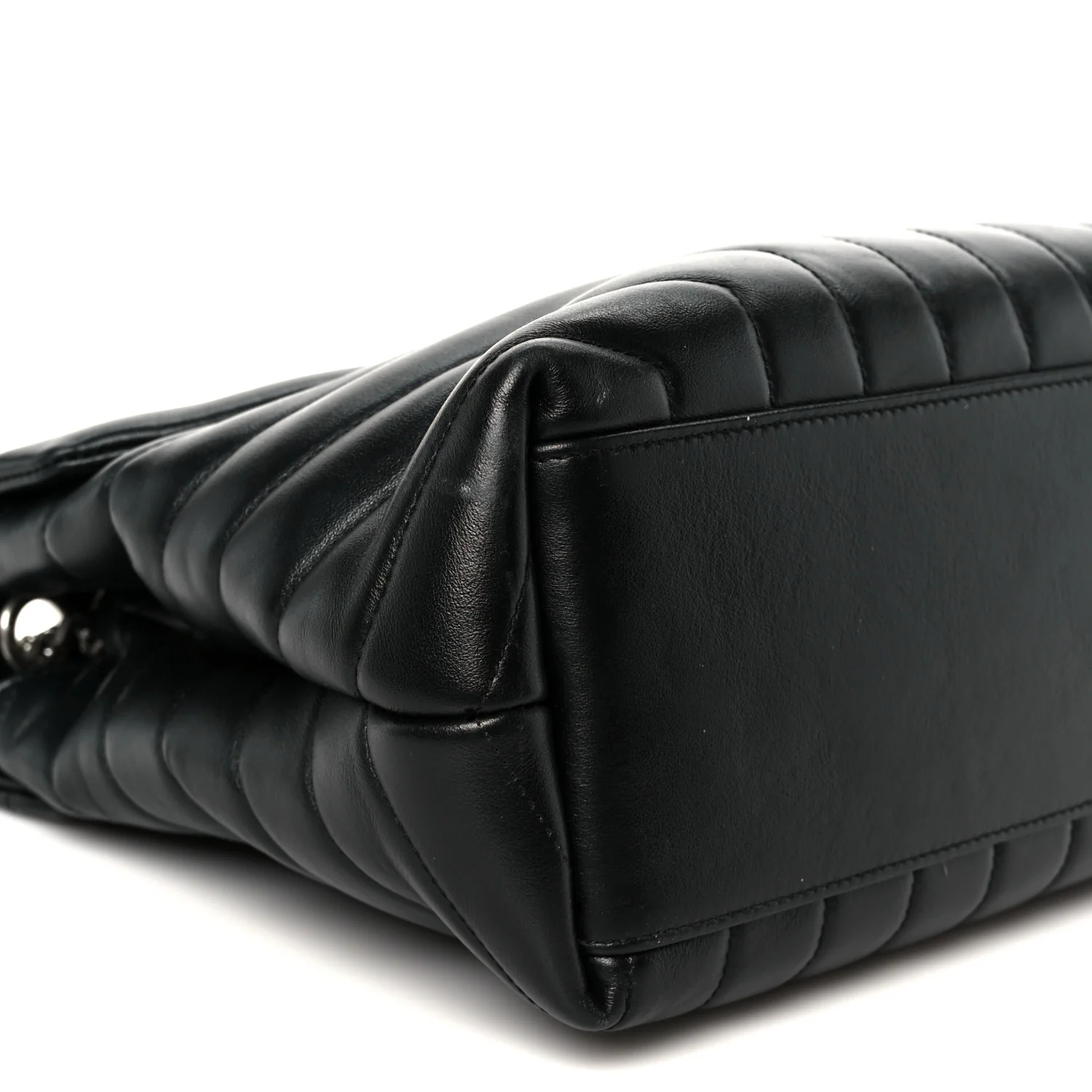 Calfskin Y Quilted Monogram Medium Loulou Chain Satchel Black - Image 10