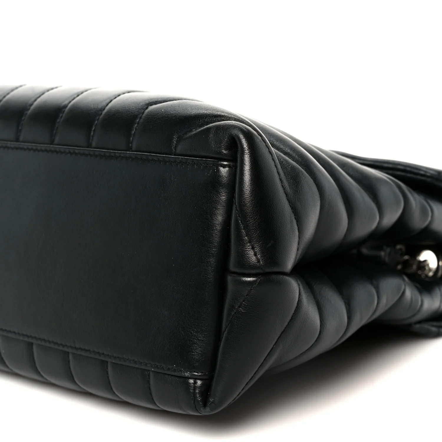 Calfskin Y Quilted Monogram Medium Loulou Chain Satchel Black - Image 11