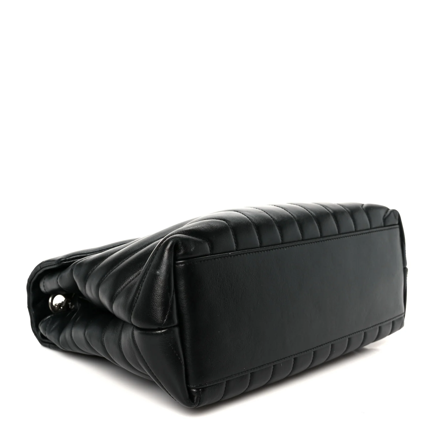 Calfskin Y Quilted Monogram Medium Loulou Chain Satchel Black - Image 4