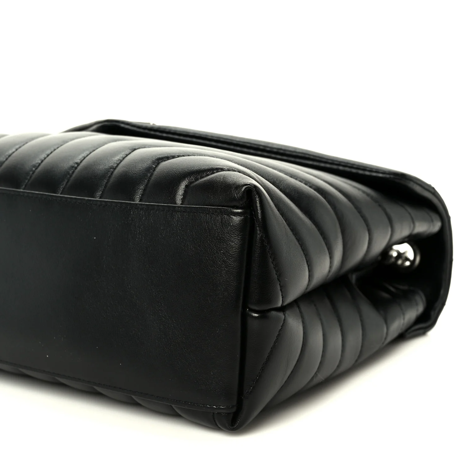 Calfskin Y Quilted Monogram Medium Loulou Chain Satchel Black - Image 20