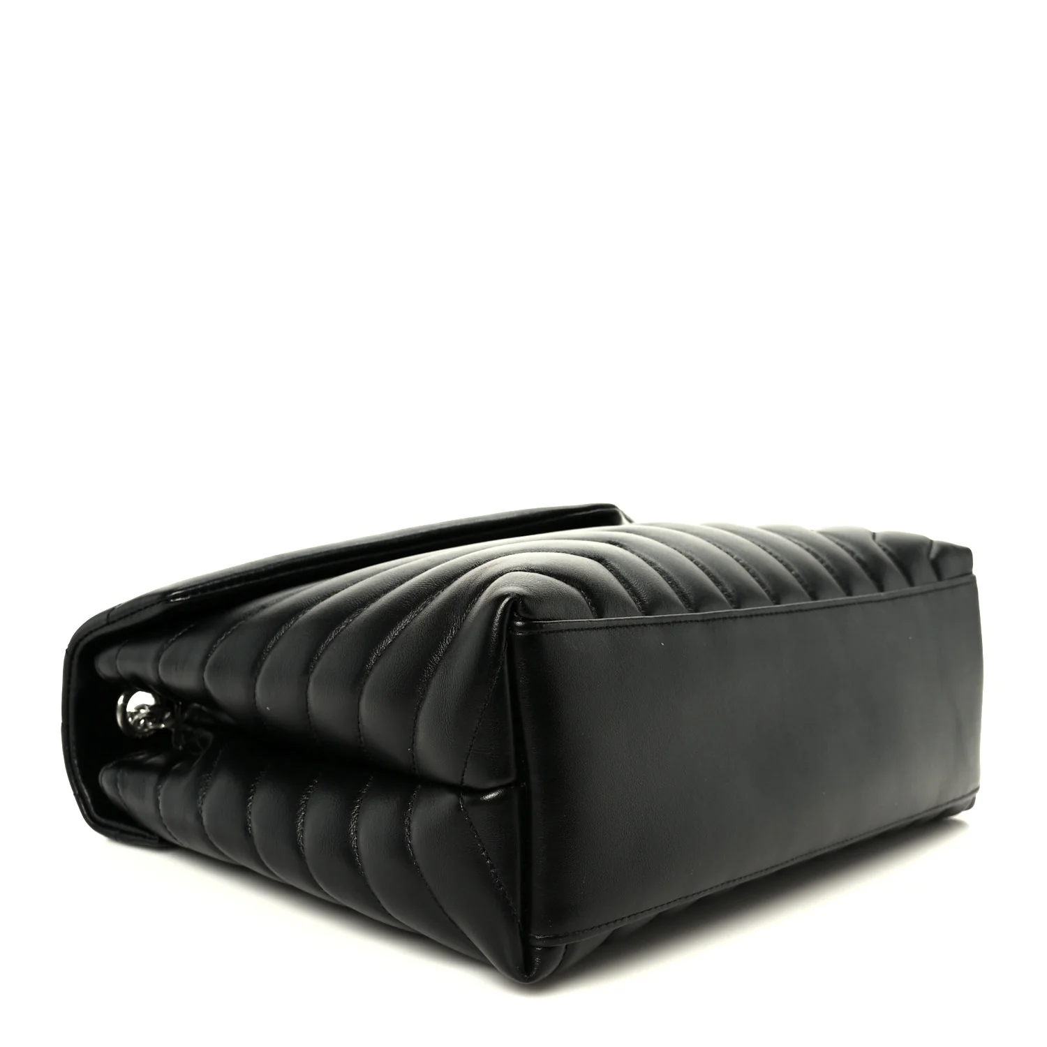 Calfskin Y Quilted Monogram Medium Loulou Chain Satchel Black - Image 7