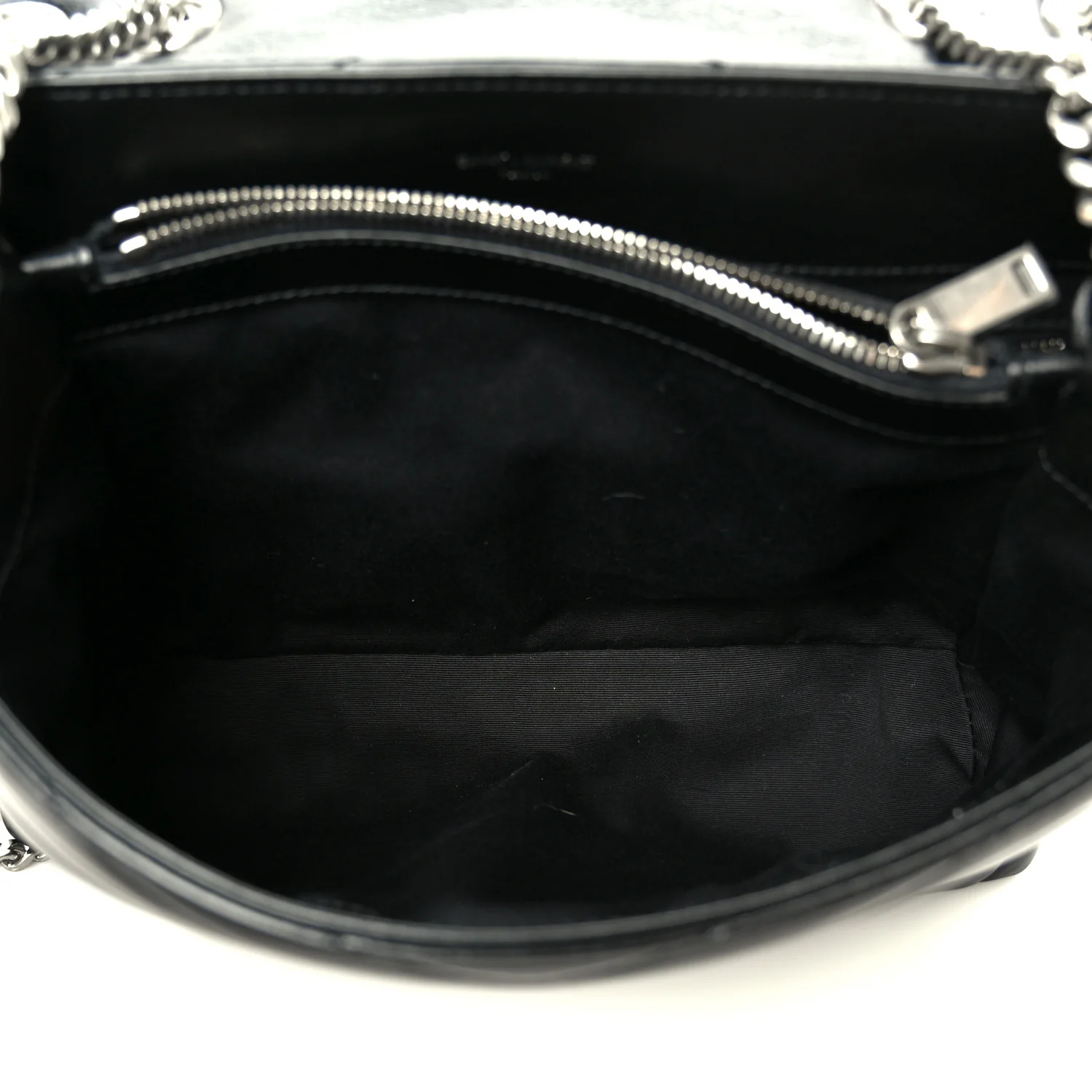 Calfskin Y Quilted Monogram Medium Loulou Chain Satchel Black - Image 8