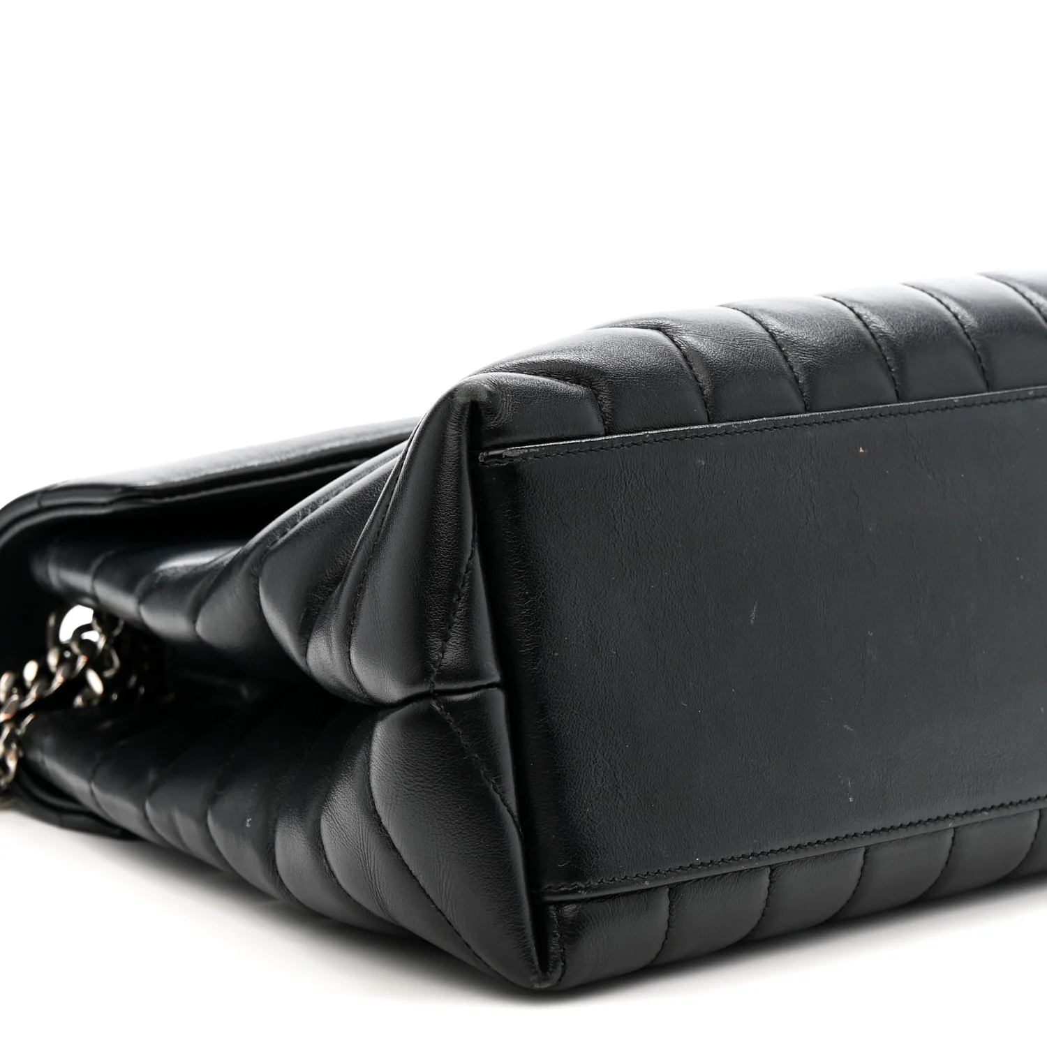 Calfskin Y Quilted Monogram Medium Loulou Chain Satchel Black - Image 10