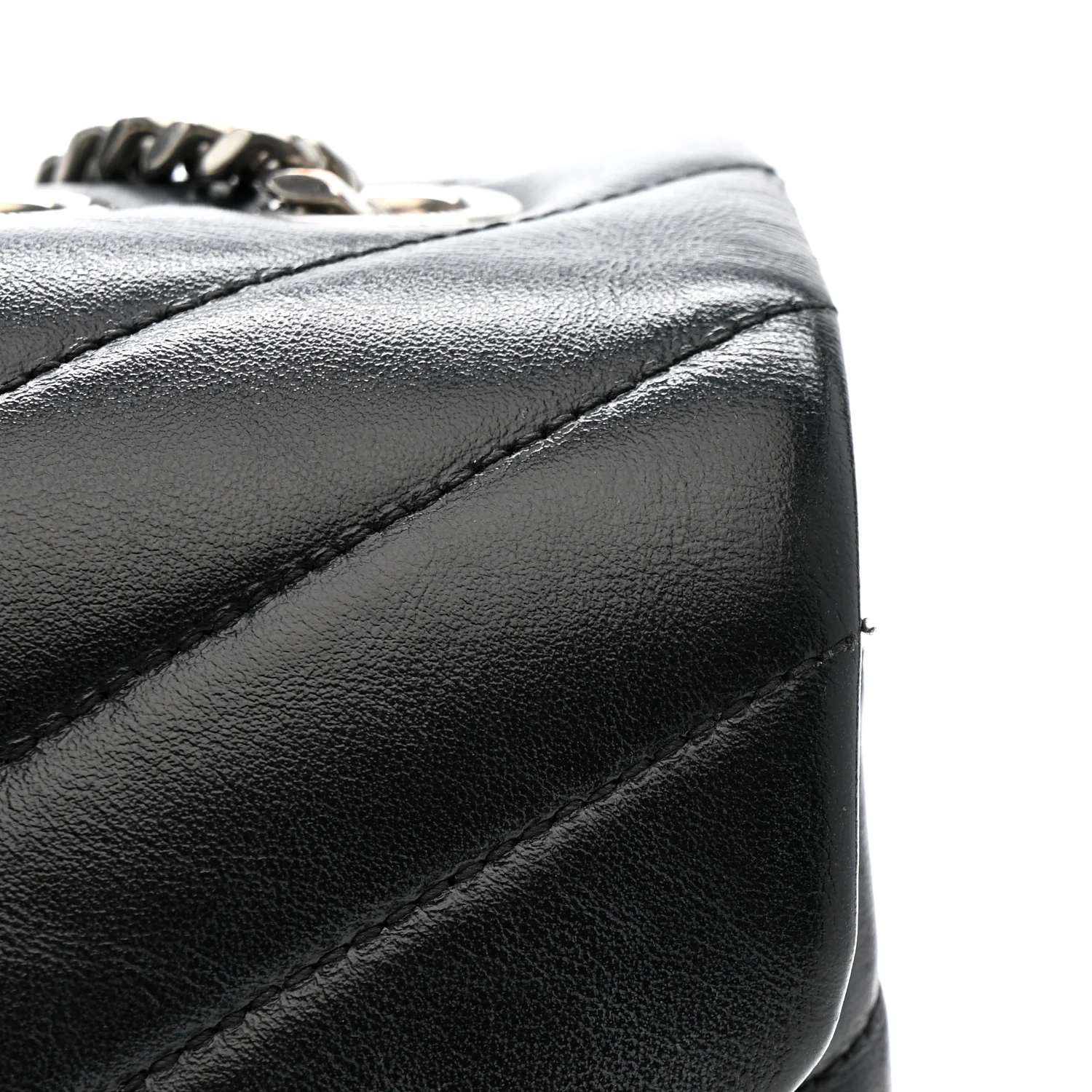 Calfskin Y Quilted Monogram Medium Loulou Chain Satchel Black - Image 13