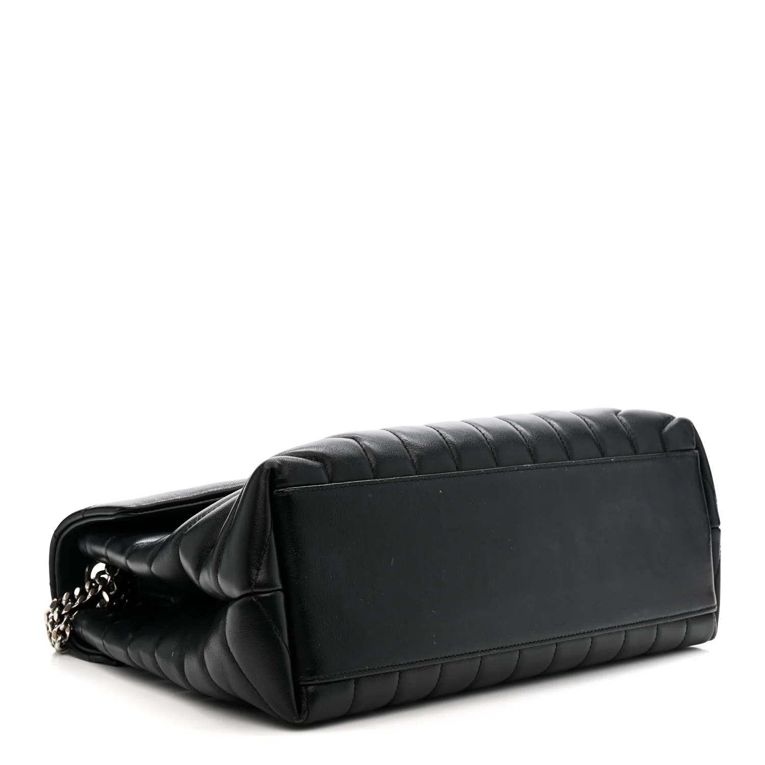 Calfskin Y Quilted Monogram Medium Loulou Chain Satchel Black - Image 4