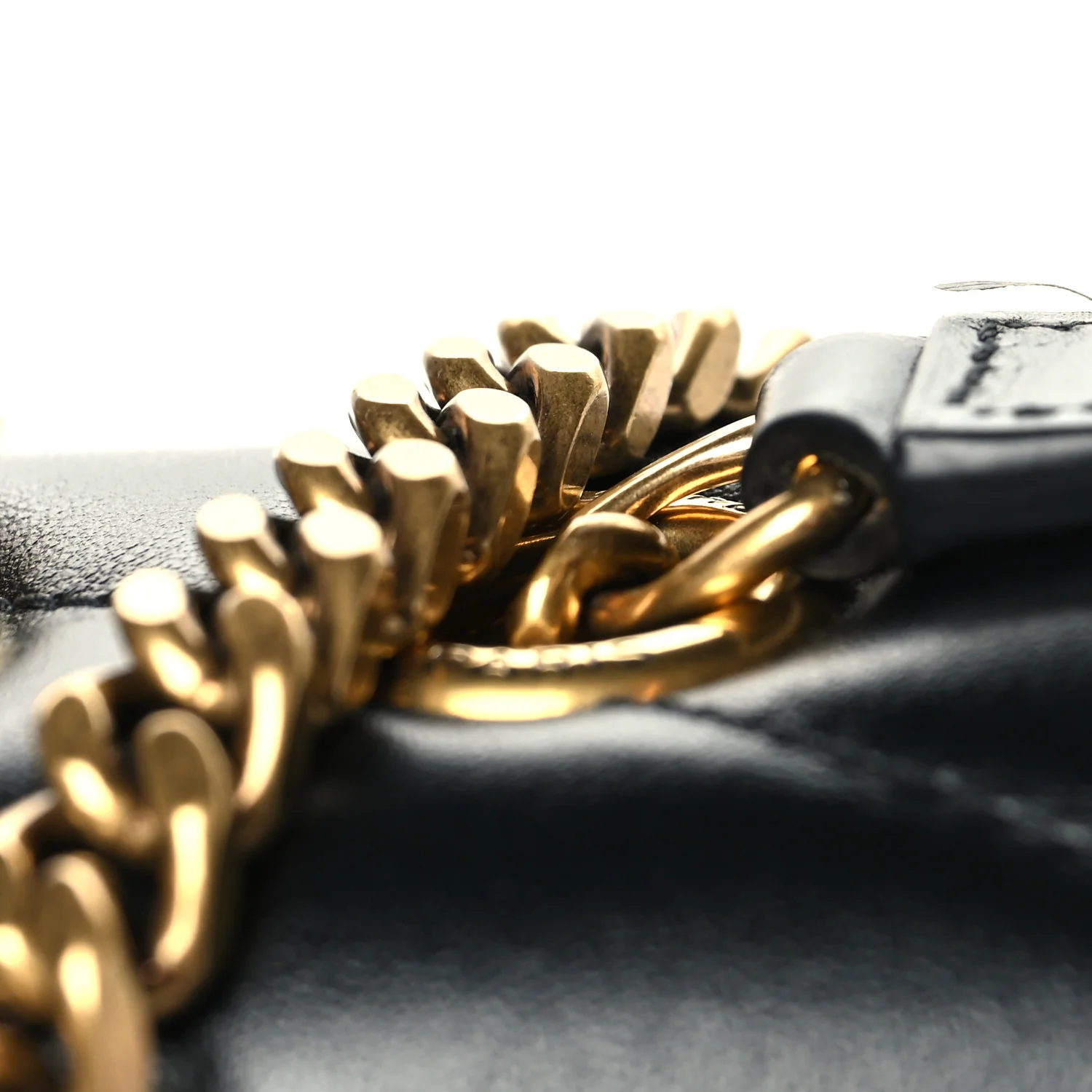 Calfskin Y Quilted Monogram Medium Loulou Chain Satchel Black - Image 11