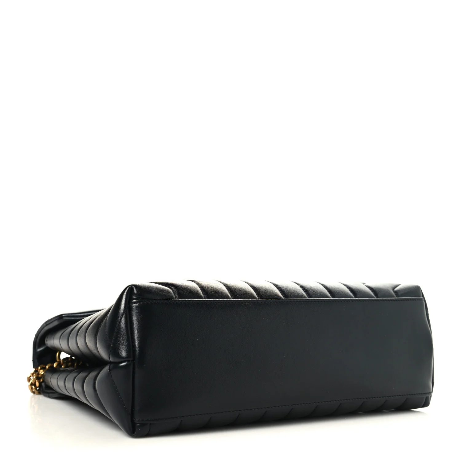 Calfskin Y Quilted Monogram Medium Loulou Chain Satchel Black - Image 4