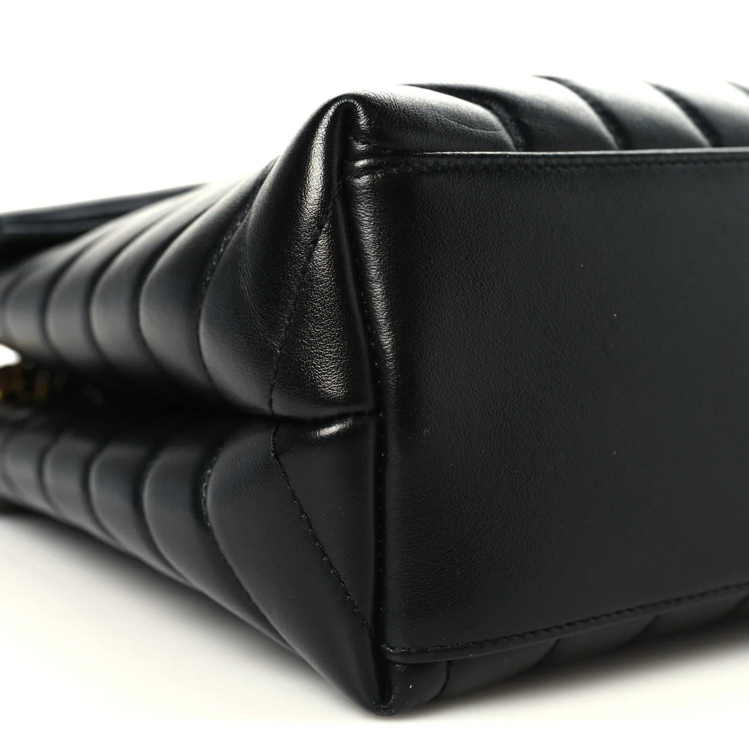 Calfskin Y Quilted Monogram Medium Loulou Chain Satchel Black - Image 9