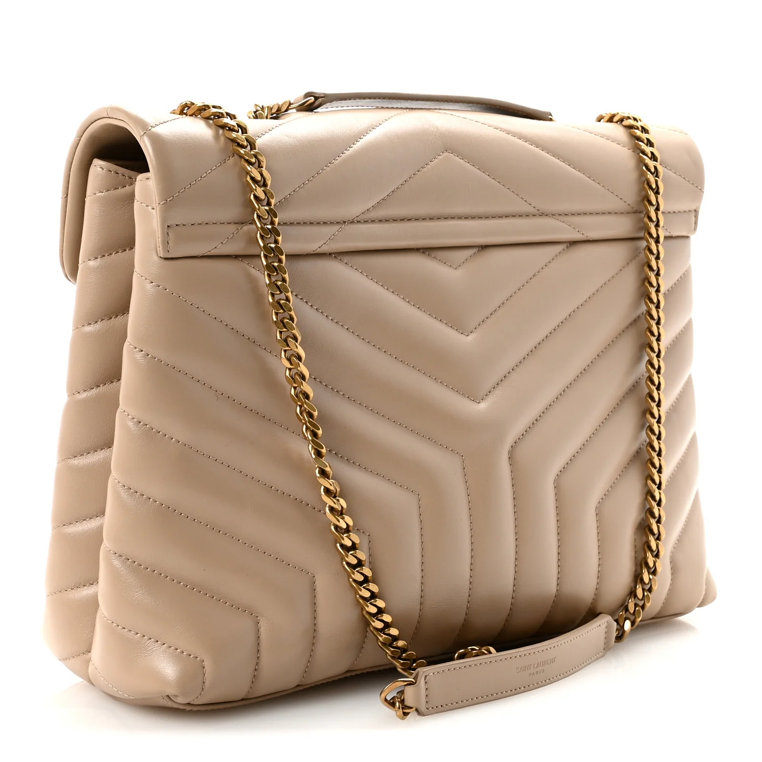 Calfskin Y Quilted Monogram Medium Loulou Chain Satchel Nude Powder - Image 3