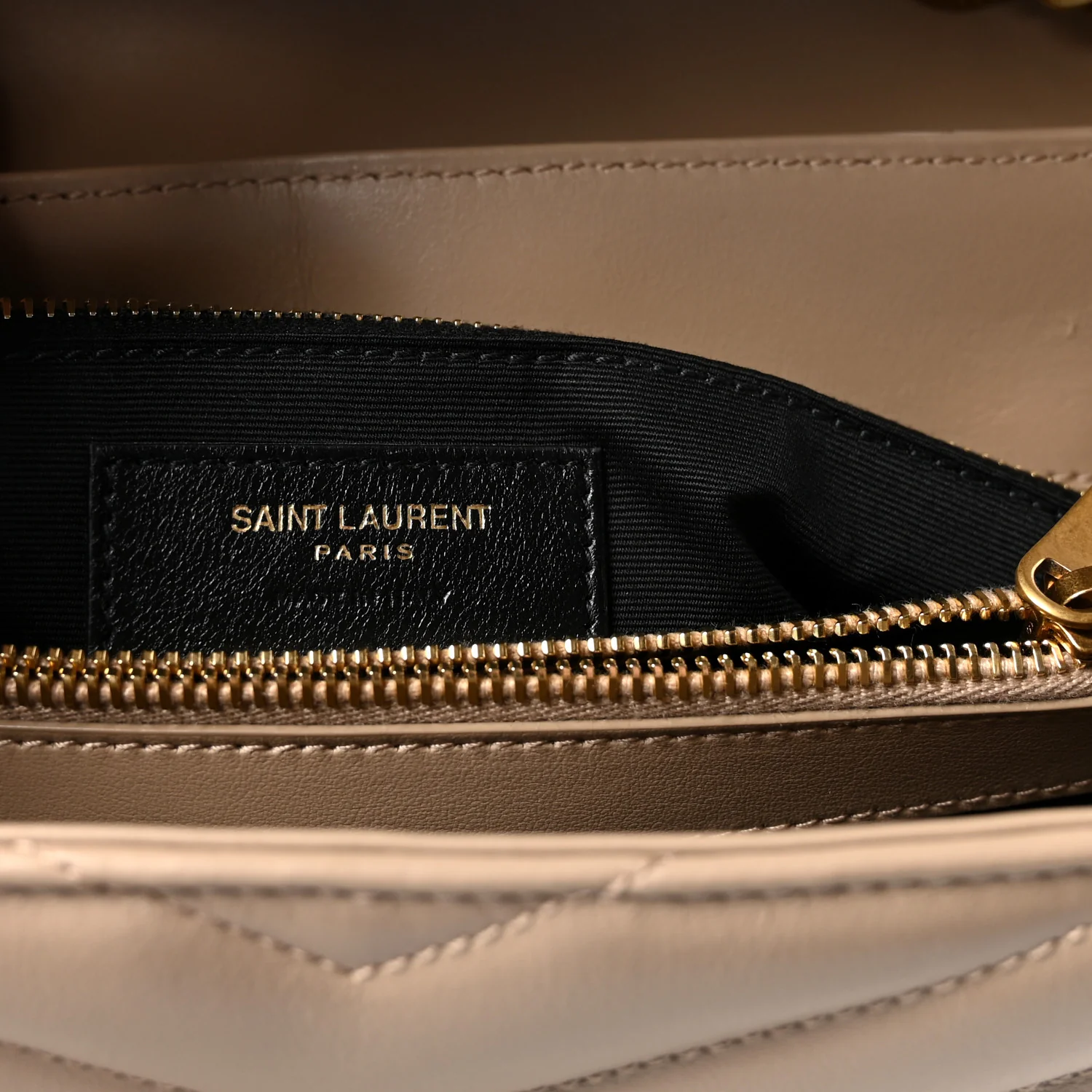 Calfskin Y Quilted Monogram Medium Loulou Chain Satchel Nude Powder - Image 6