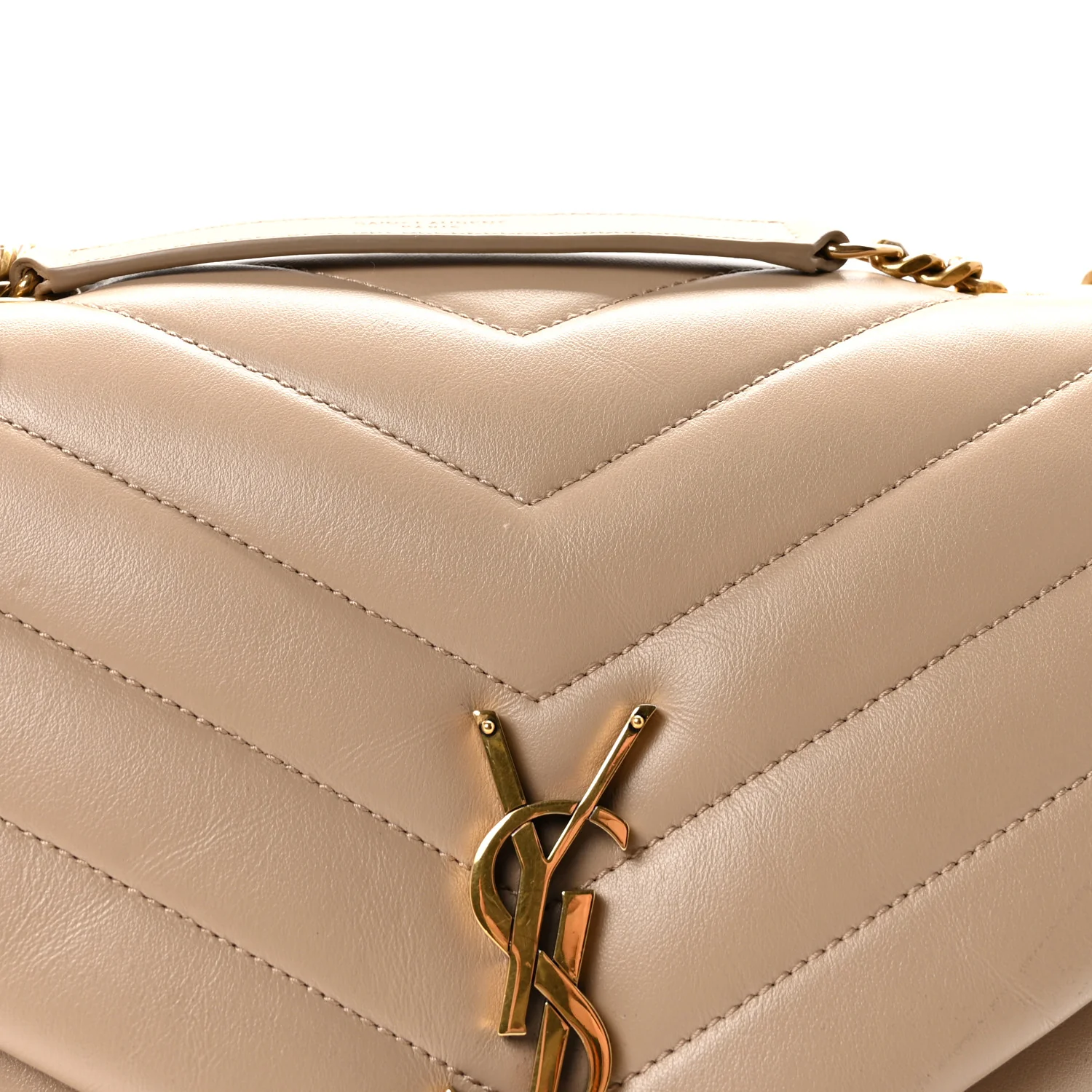 Calfskin Y Quilted Monogram Medium Loulou Chain Satchel Nude Powder - Image 7