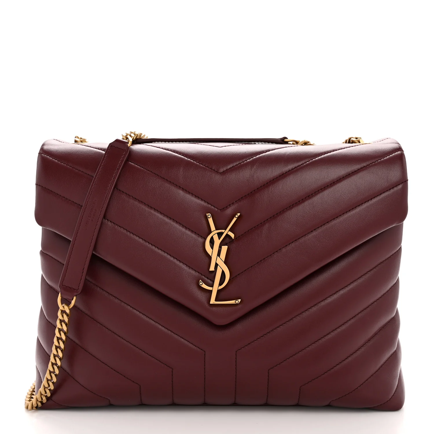 Calfskin Y Quilted Monogram Medium Loulou Chain Satchel Rouge Legion