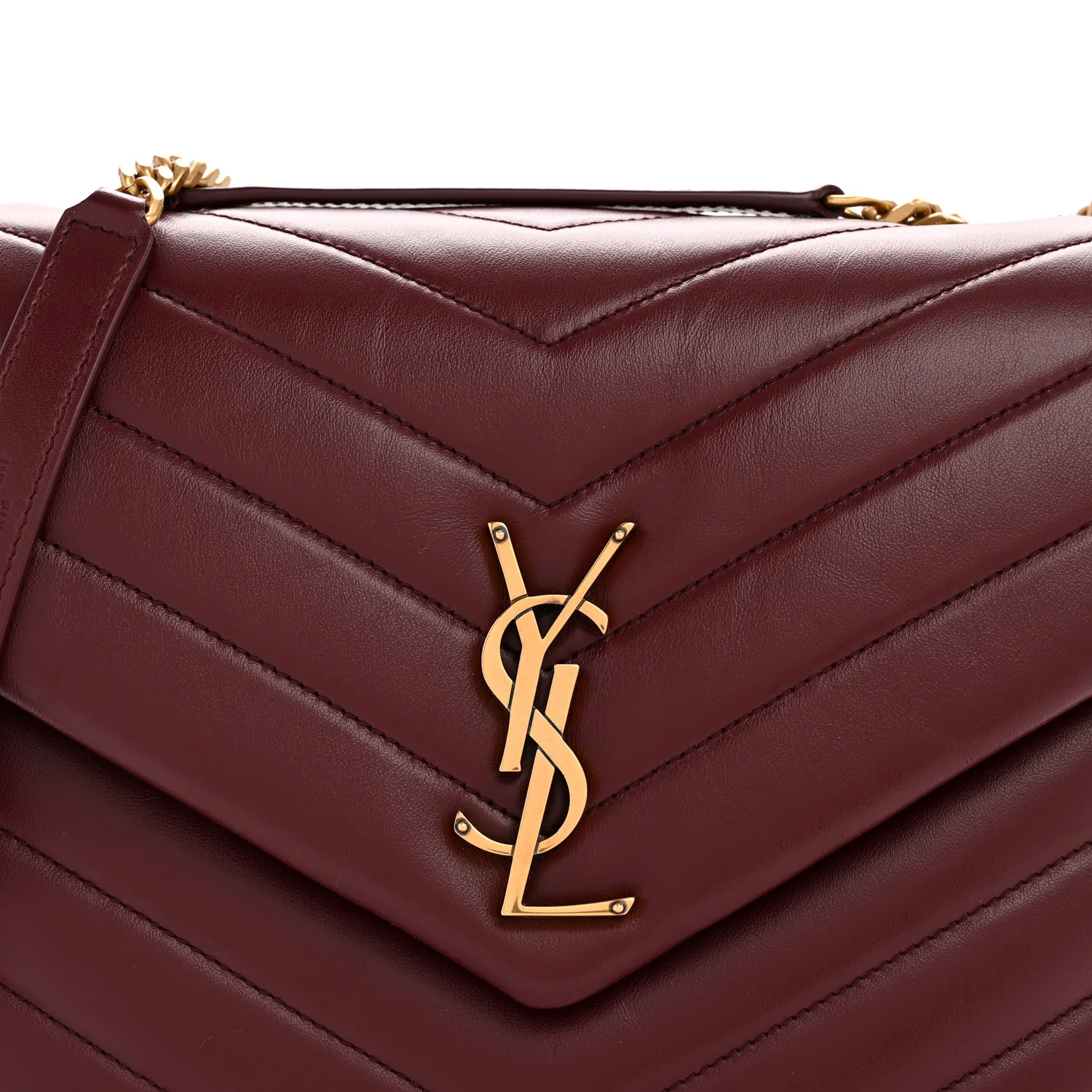 Calfskin Y Quilted Monogram Medium Loulou Chain Satchel Rouge Legion - Image 8