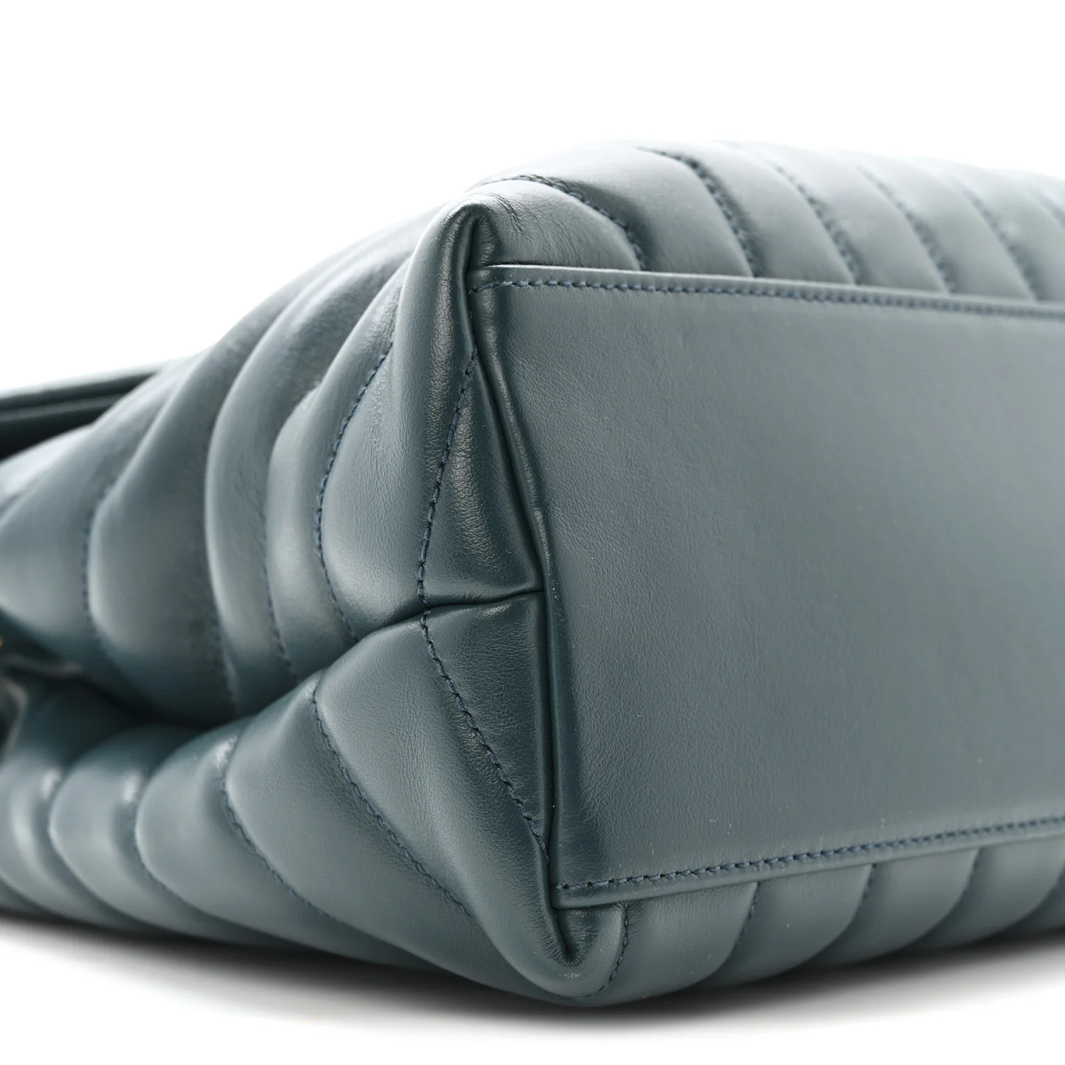 Calfskin Y Quilted Monogram Medium Loulou Chain Satchel Sea Turquoise - Image 10