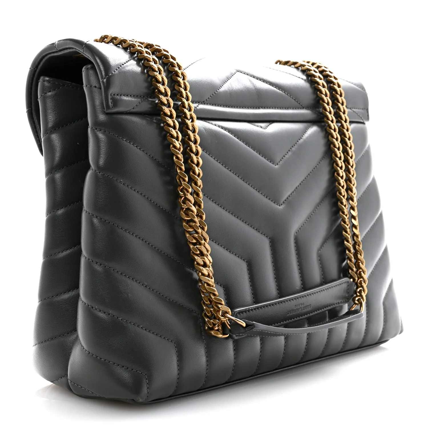 Calfskin Y Quilted Monogram Medium Loulou Chain Satchel Storm - Image 3