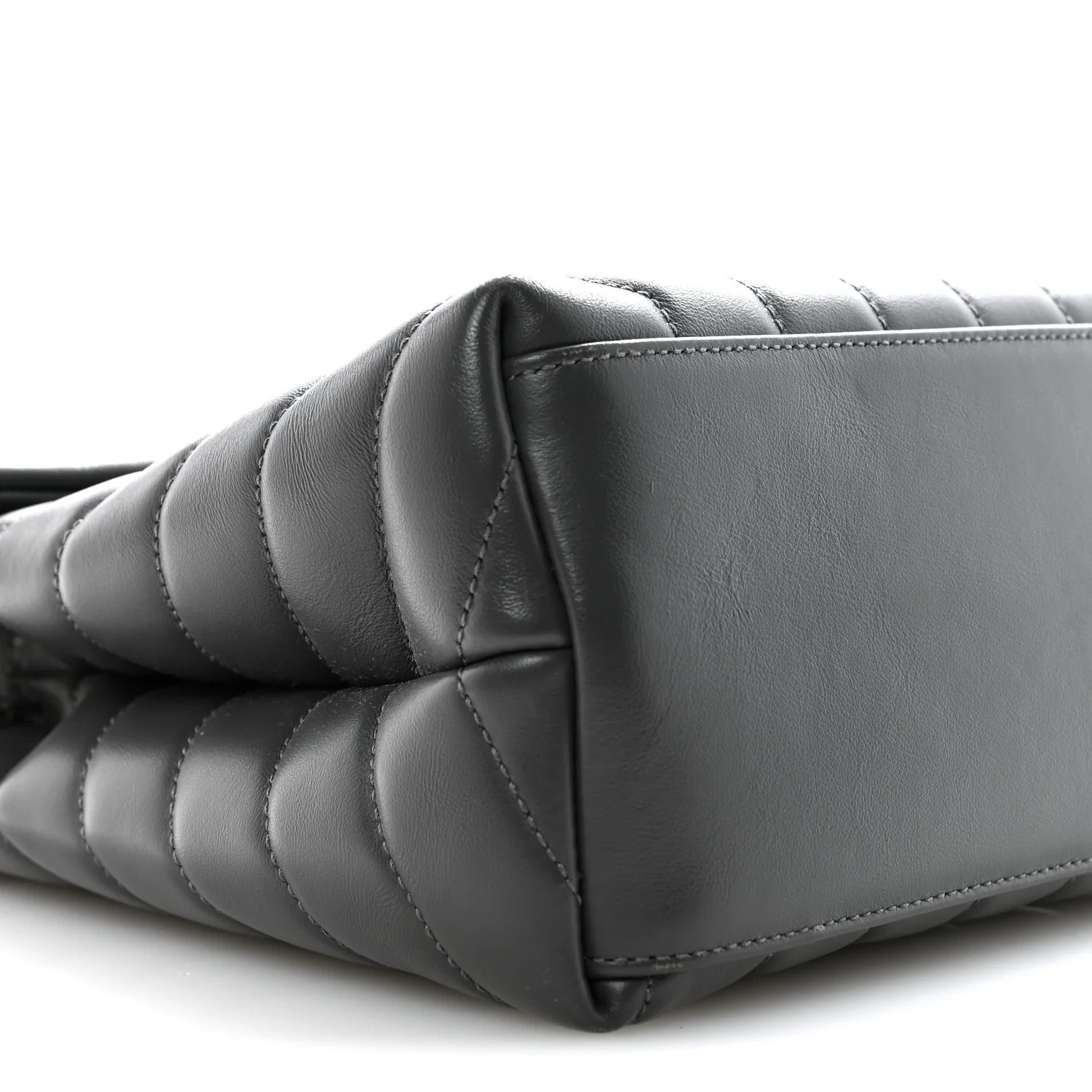 Calfskin Y Quilted Monogram Medium Loulou Chain Satchel Storm - Image 9
