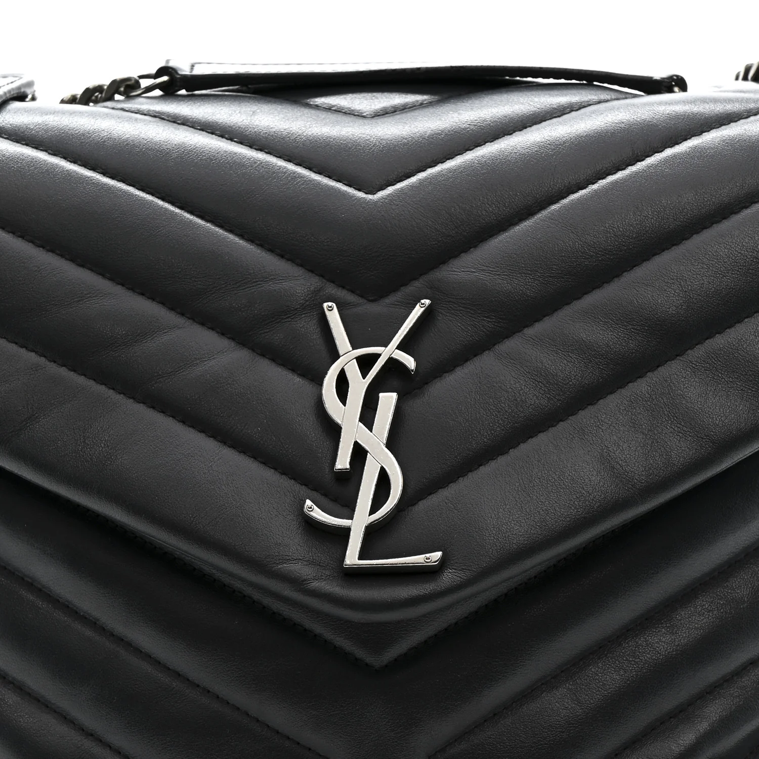 Calfskin Y Quilted Monogram Medium Loulou Chain Satchel Storm - Image 9
