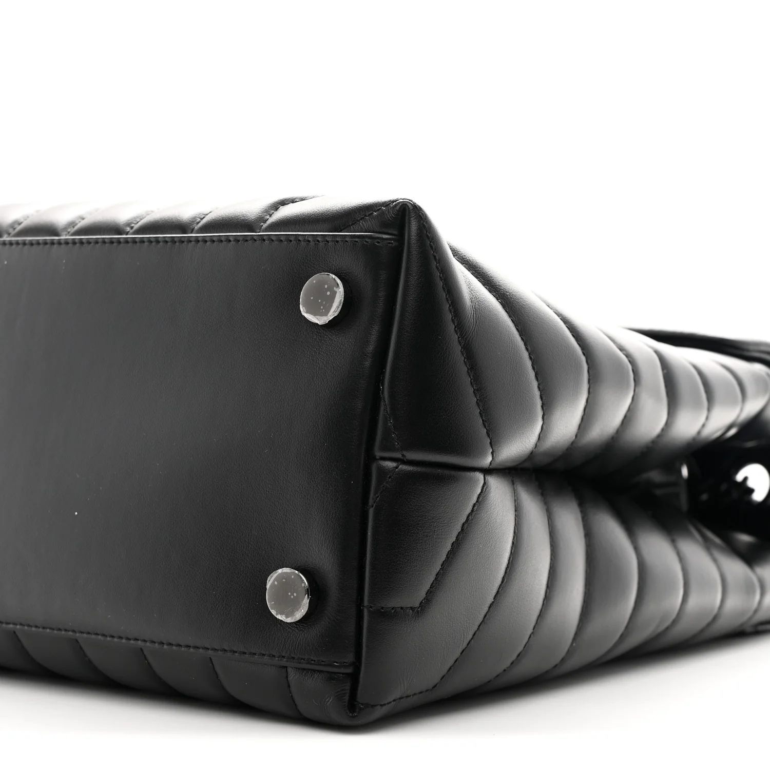Calfskin Y Quilted Monogram Monochrome Large Loulou Chain Satchel Black - Image 11