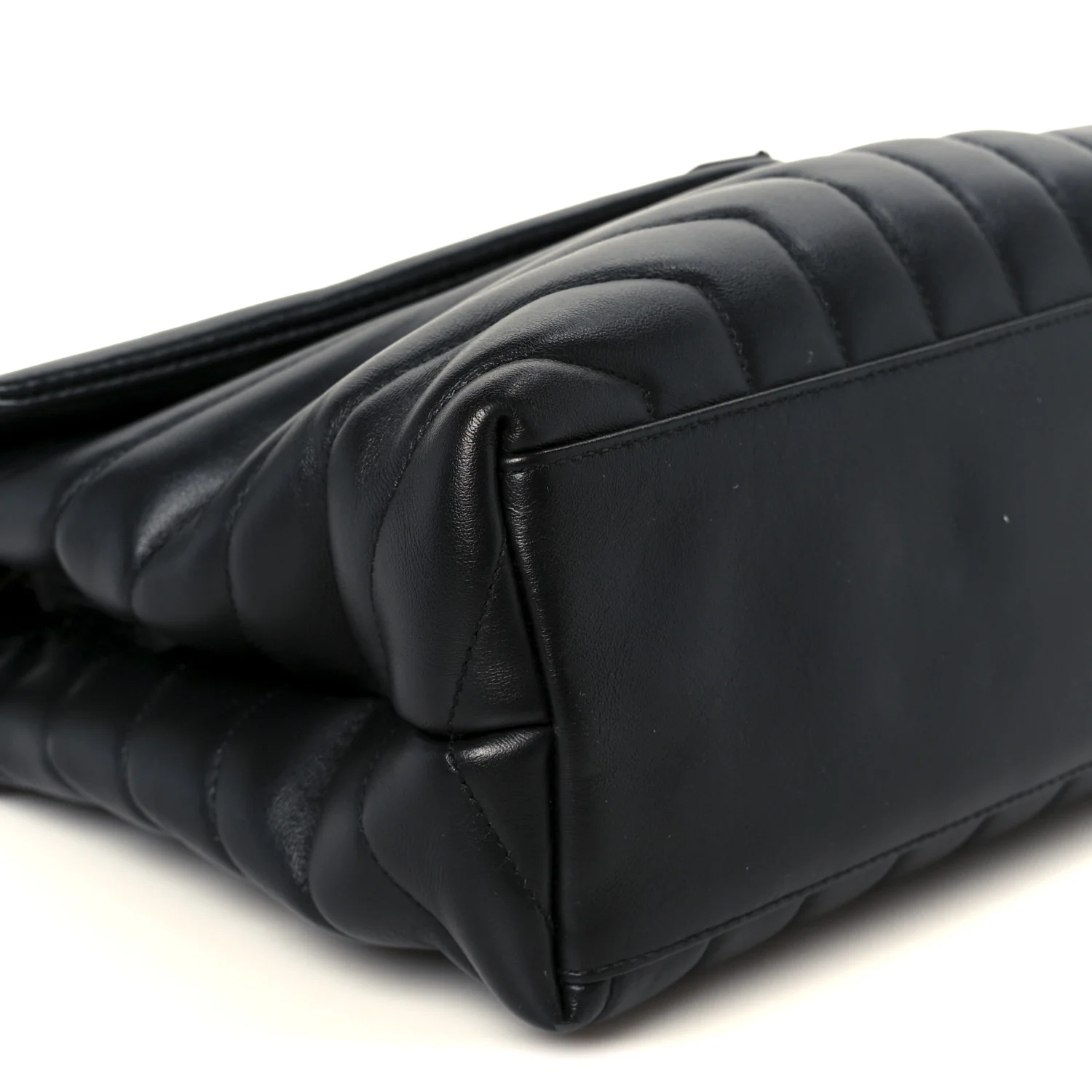 Calfskin Y Quilted Monogram Monochrome Medium Loulou Chain Satchel Black - Image 10