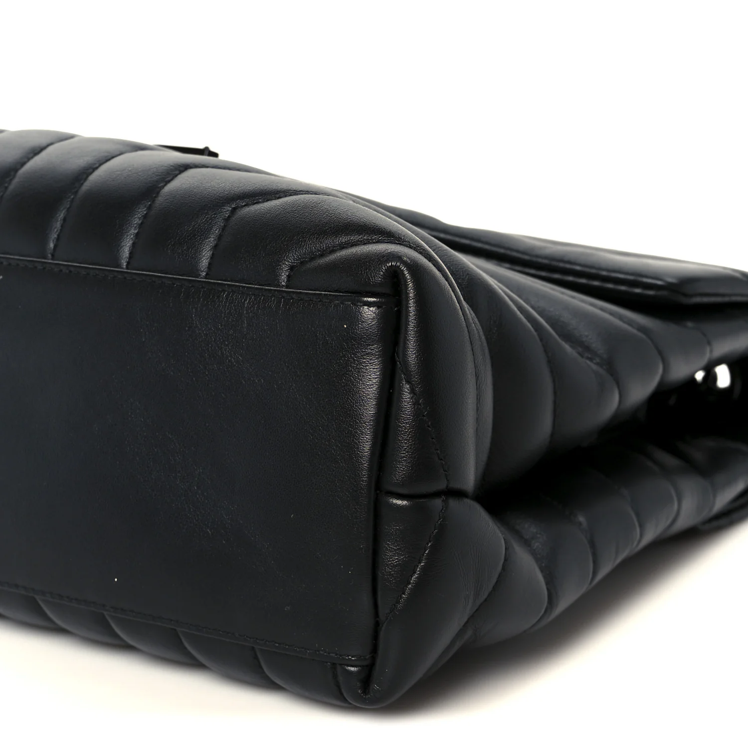 Calfskin Y Quilted Monogram Monochrome Medium Loulou Chain Satchel Black - Image 11