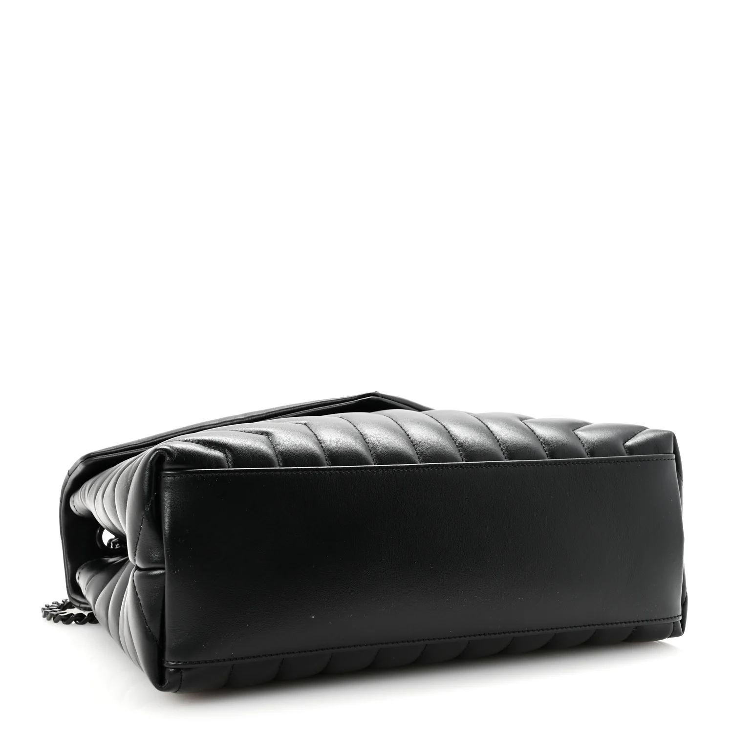 Calfskin Y Quilted Monogram Monochrome Medium Loulou Chain Satchel Black - Image 4