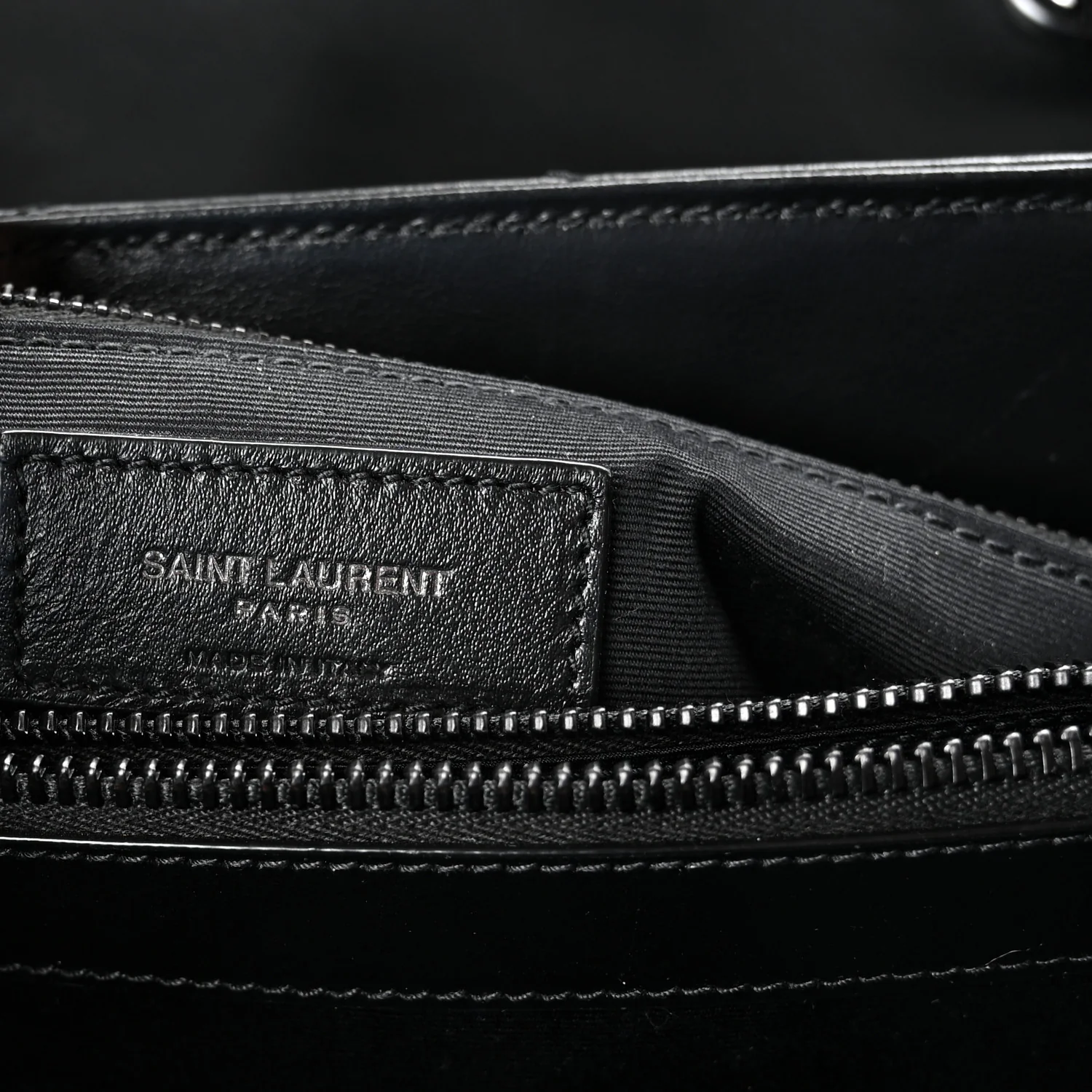 Calfskin Y Quilted Monogram Monochrome Medium Loulou Chain Satchel Black - Image 6