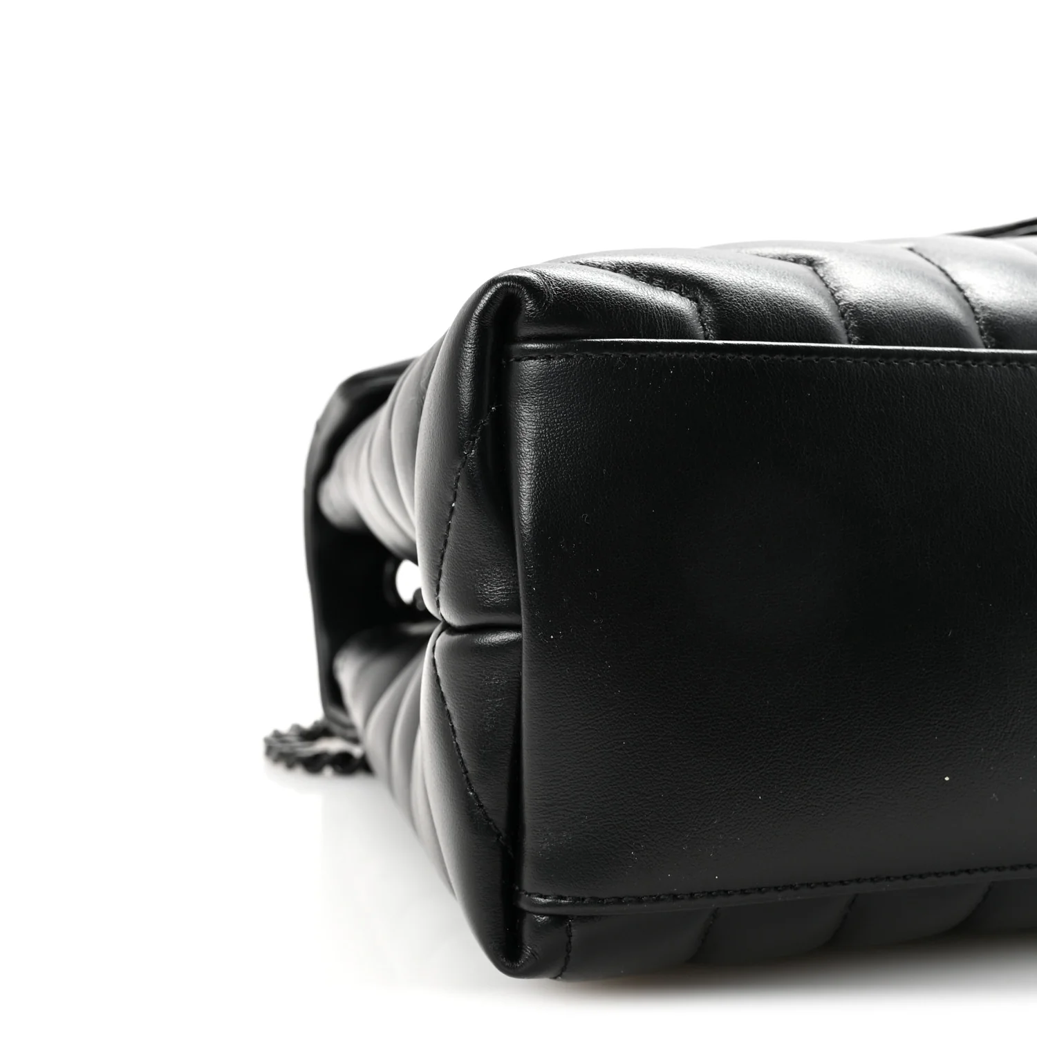 Calfskin Y Quilted Monogram Monochrome Medium Loulou Chain Satchel Black - Image 8
