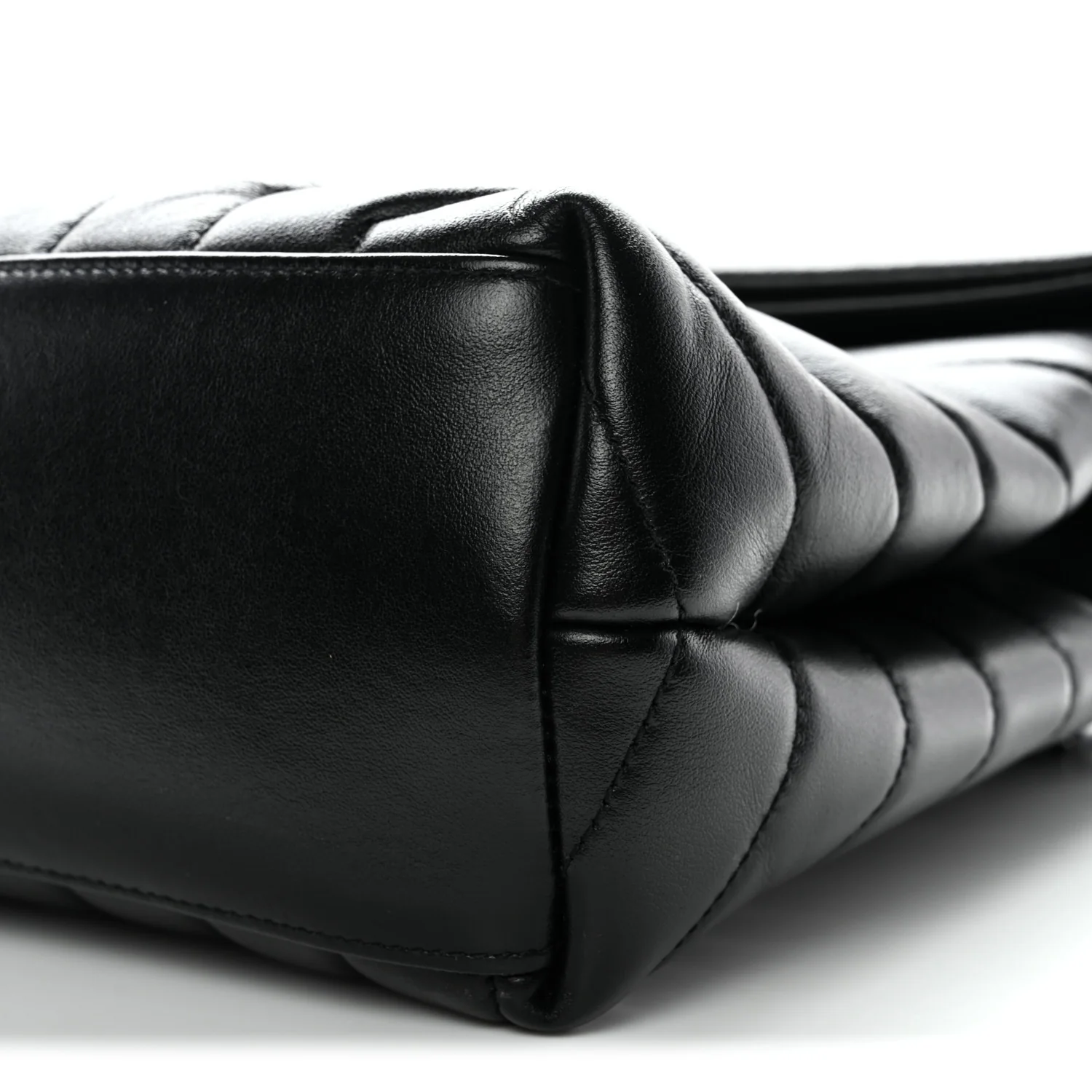 Calfskin Y Quilted Monogram Monochrome Medium Loulou Chain Satchel Black - Image 10