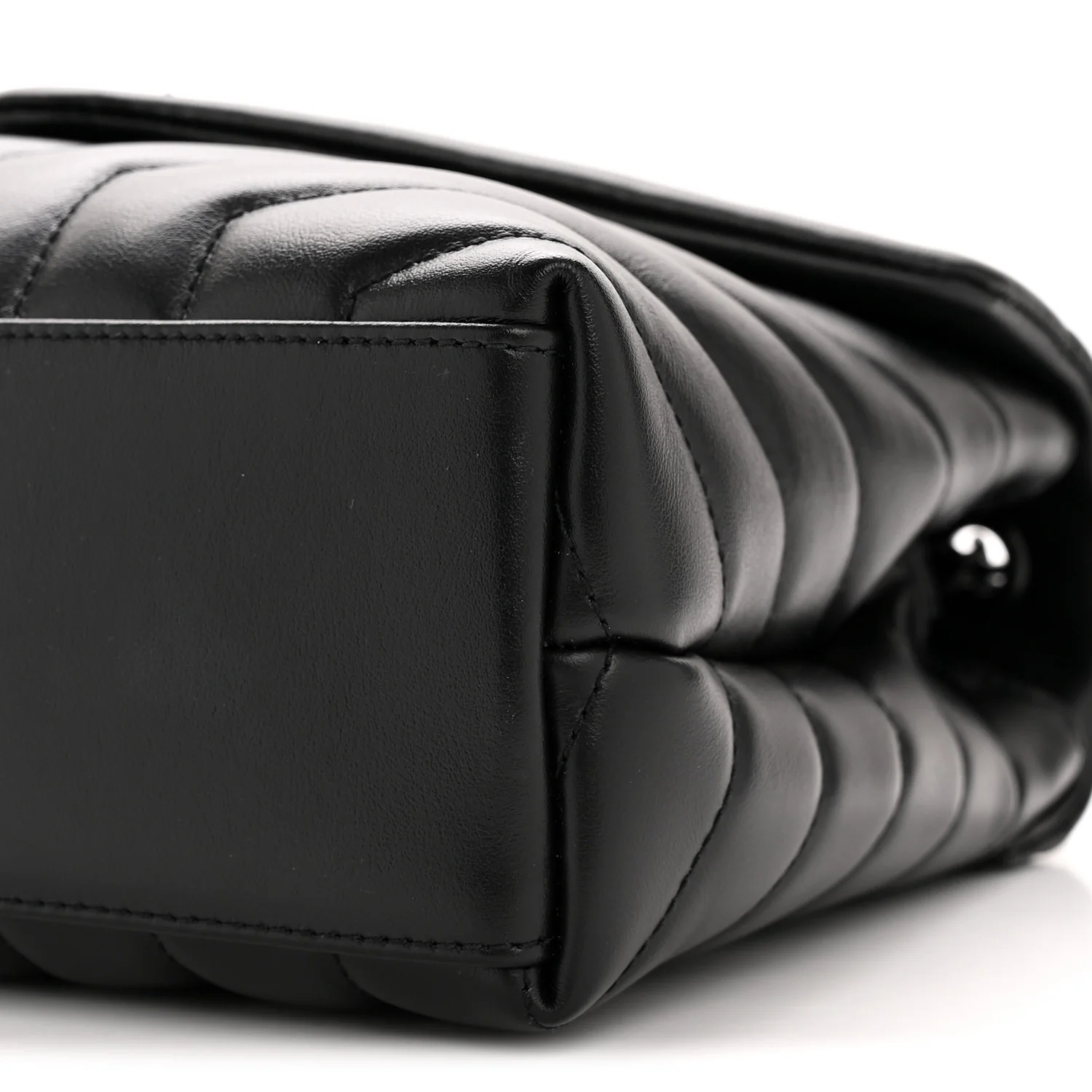 Calfskin Y Quilted Monogram Monochrome Small Loulou Chain Satchel Black - Image 10