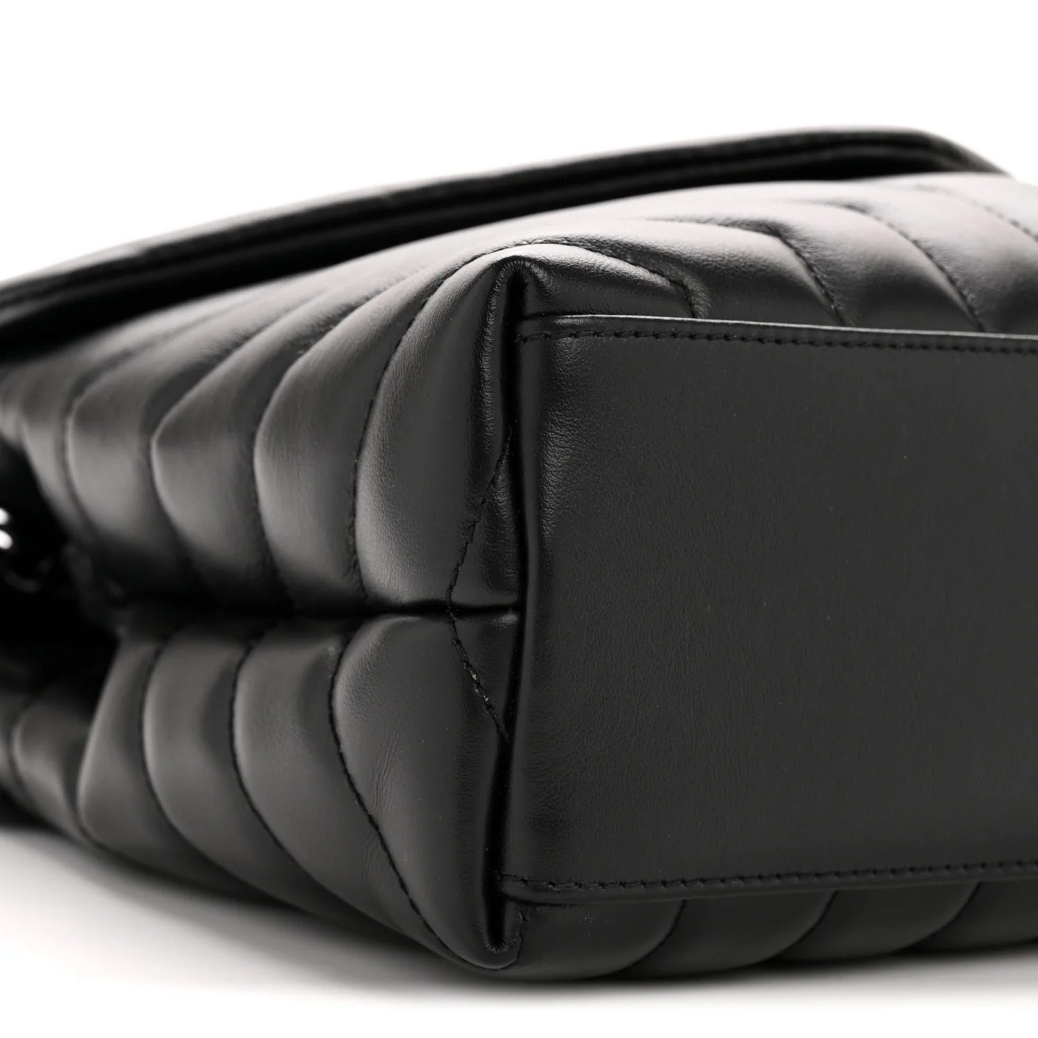Calfskin Y Quilted Monogram Monochrome Small Loulou Chain Satchel Black - Image 9