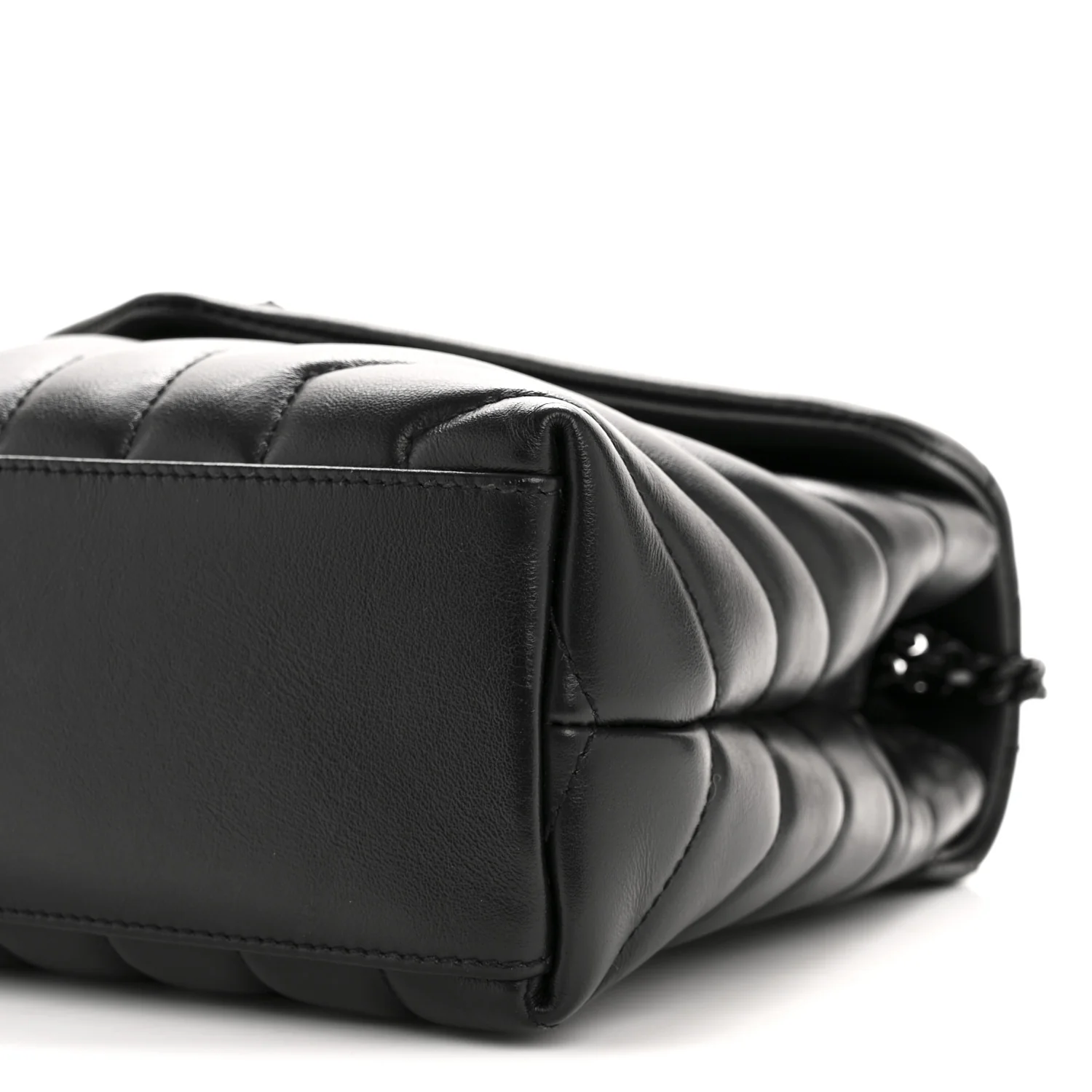 Calfskin Y Quilted Monogram Monochrome Small Loulou Chain Satchel Black - Image 10