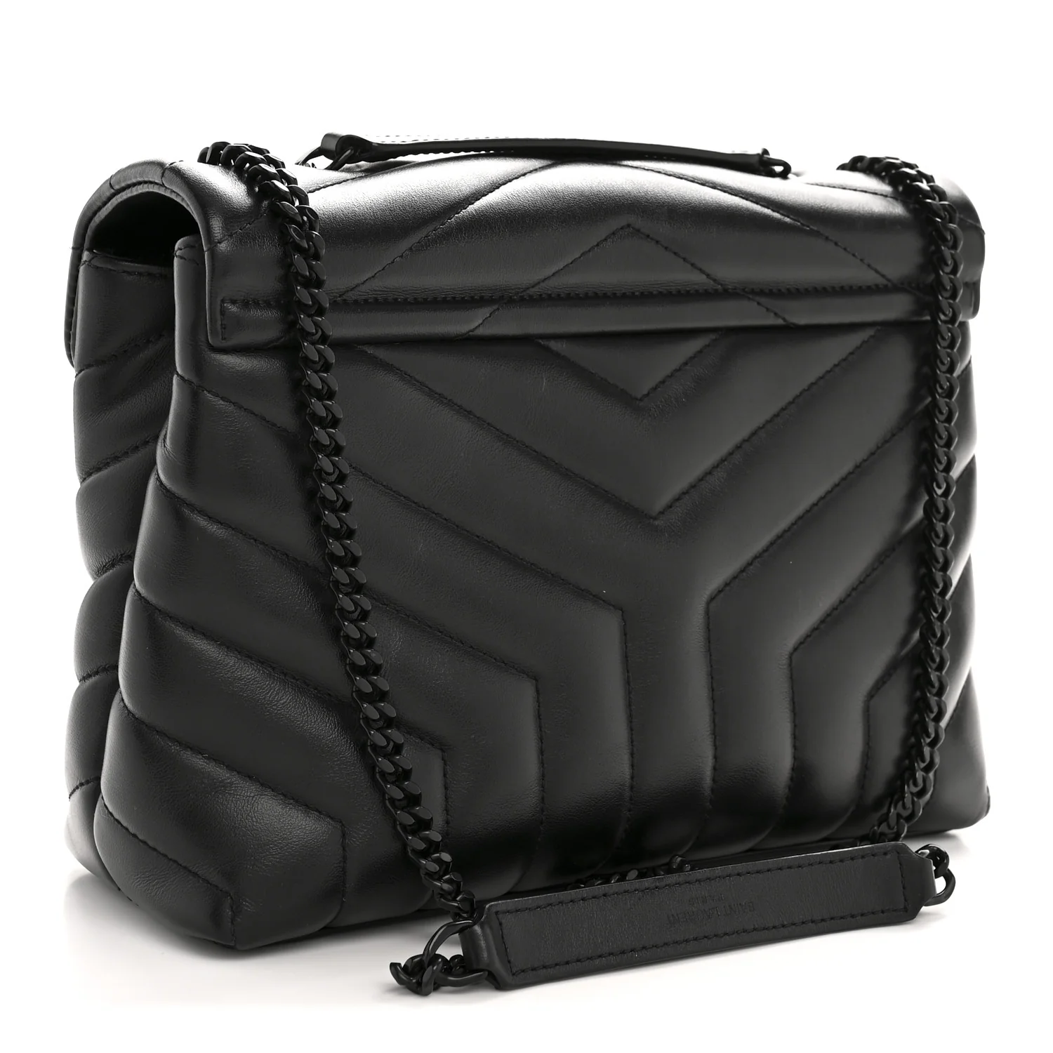 Calfskin Y Quilted Monogram Monochrome Small Loulou Chain Satchel Black - Image 3