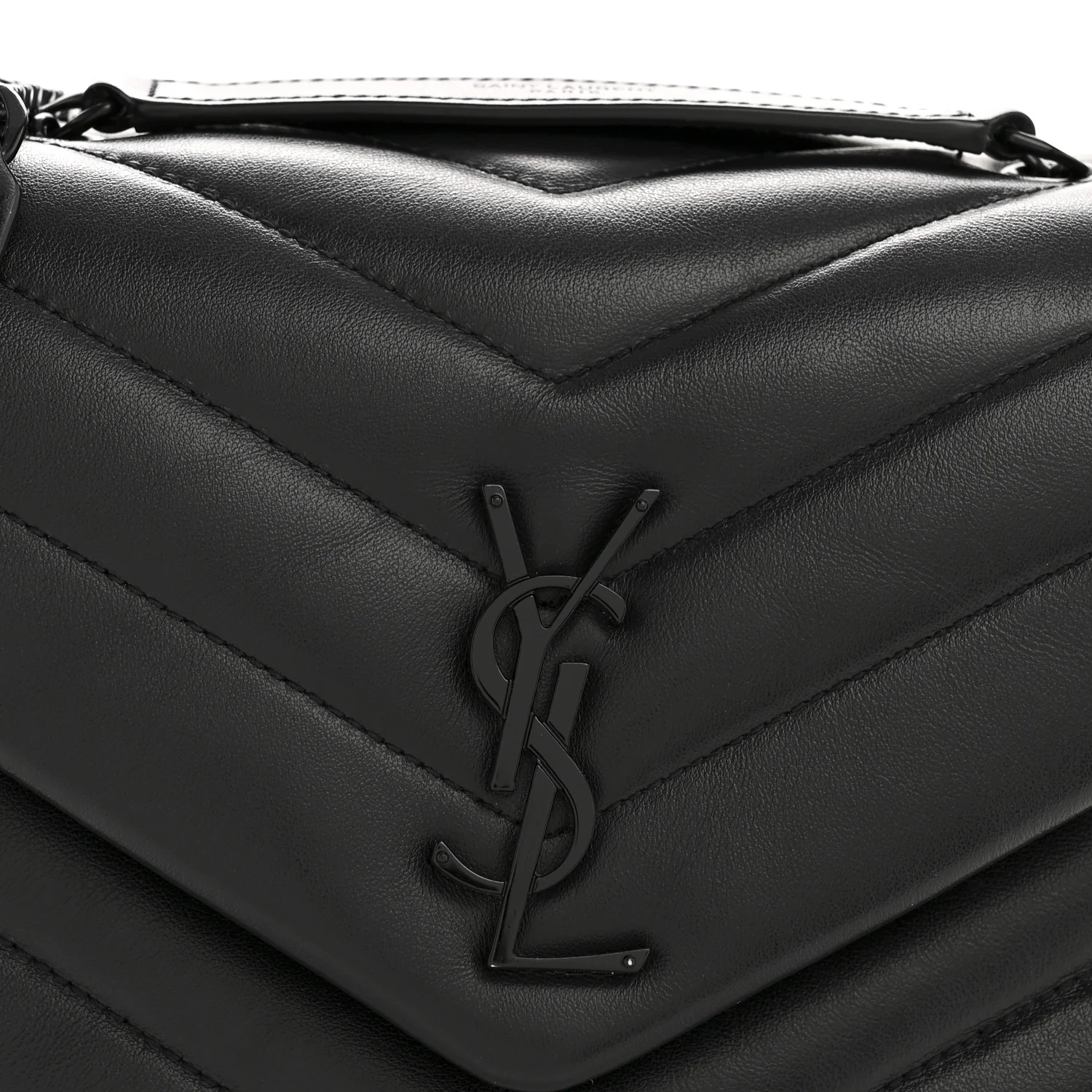 Calfskin Y Quilted Monogram Monochrome Small Loulou Chain Satchel Black - Image 8