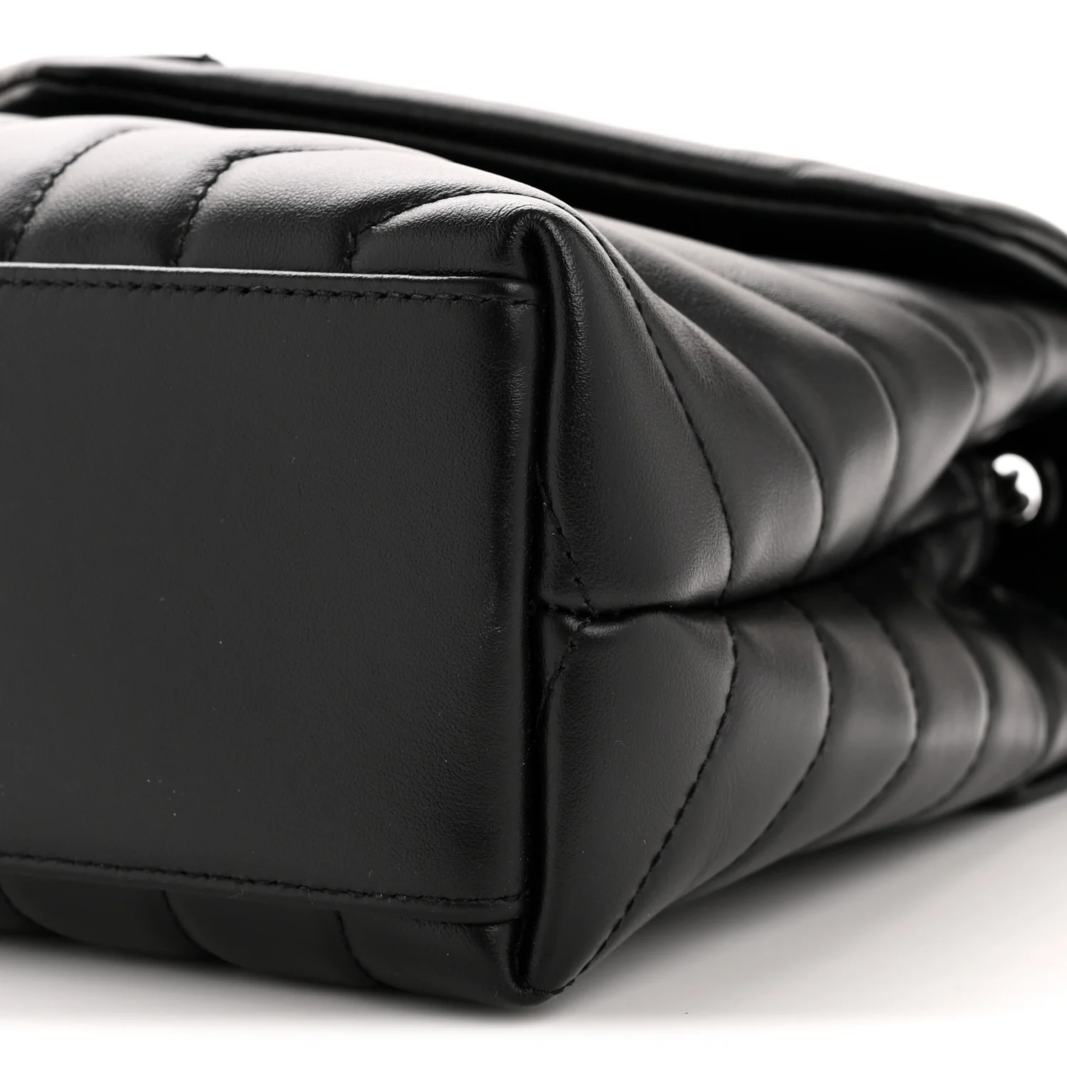 Calfskin Y Quilted Monogram Monochrome Small Loulou Chain Satchel Black - Image 10