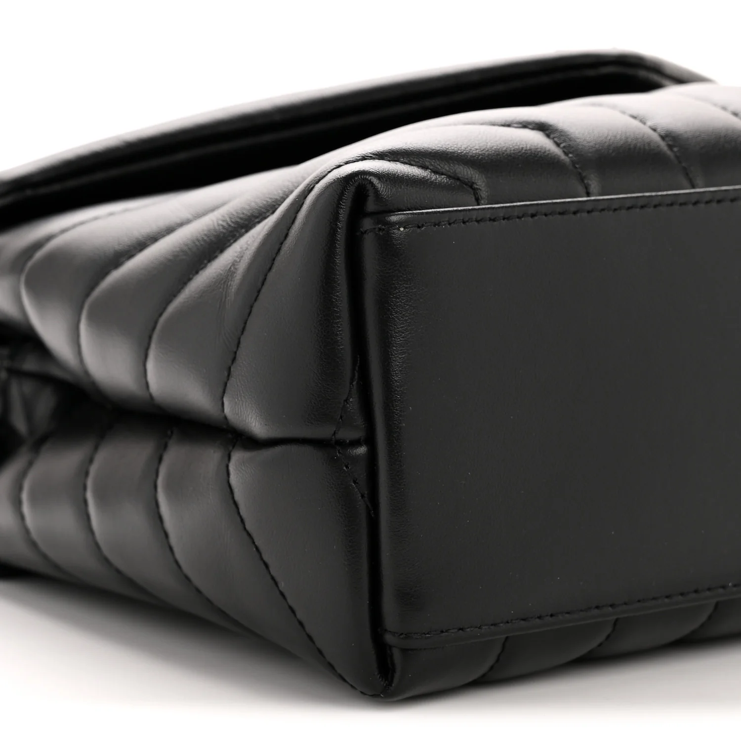 Calfskin Y Quilted Monogram Monochrome Small Loulou Chain Satchel Black - Image 9