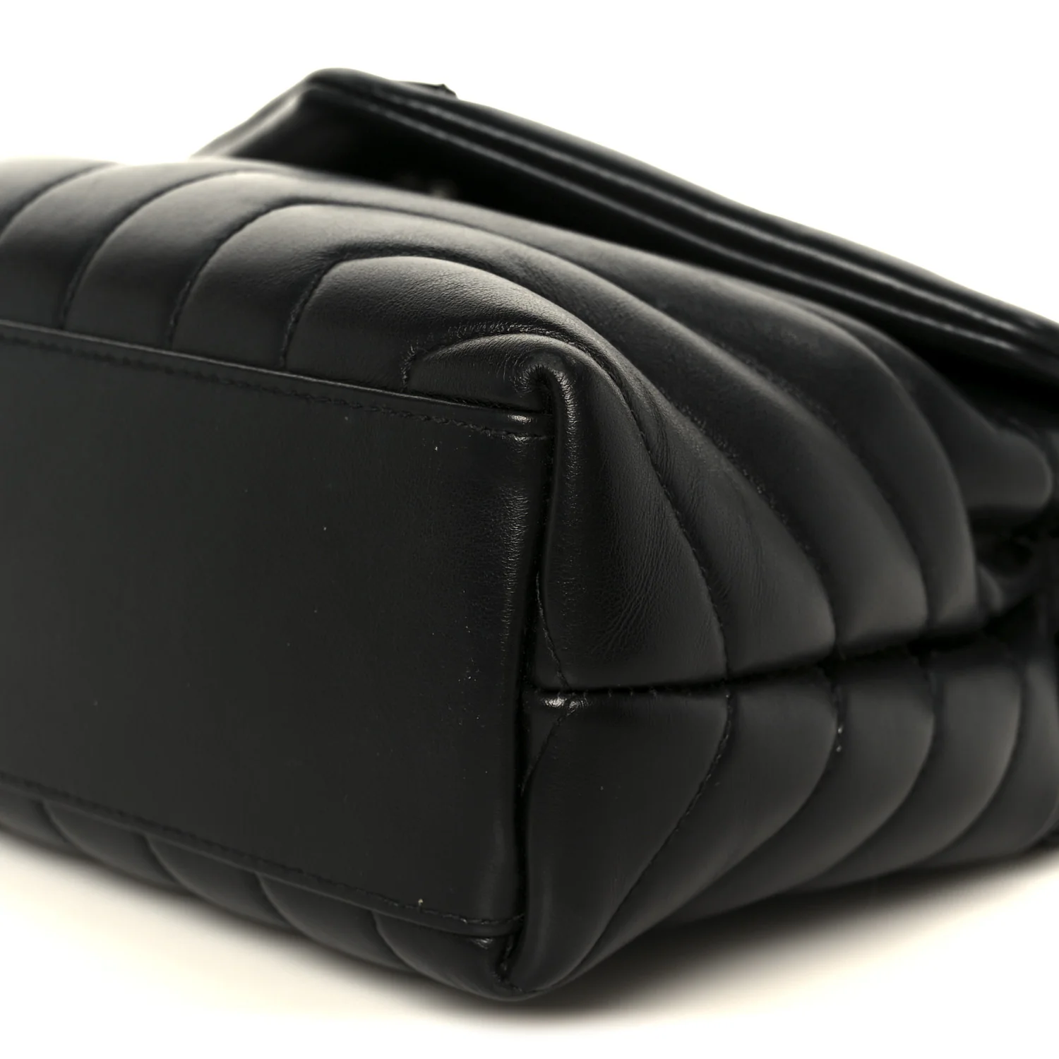 Calfskin Y Quilted Monogram Monochrome Small Loulou Chain Satchel Black - Image 11