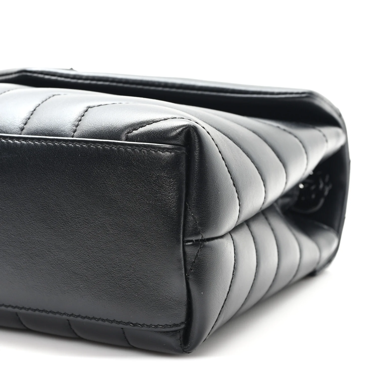 Calfskin Y Quilted Monogram Monochrome Small Loulou Chain Satchel Black - Image 10