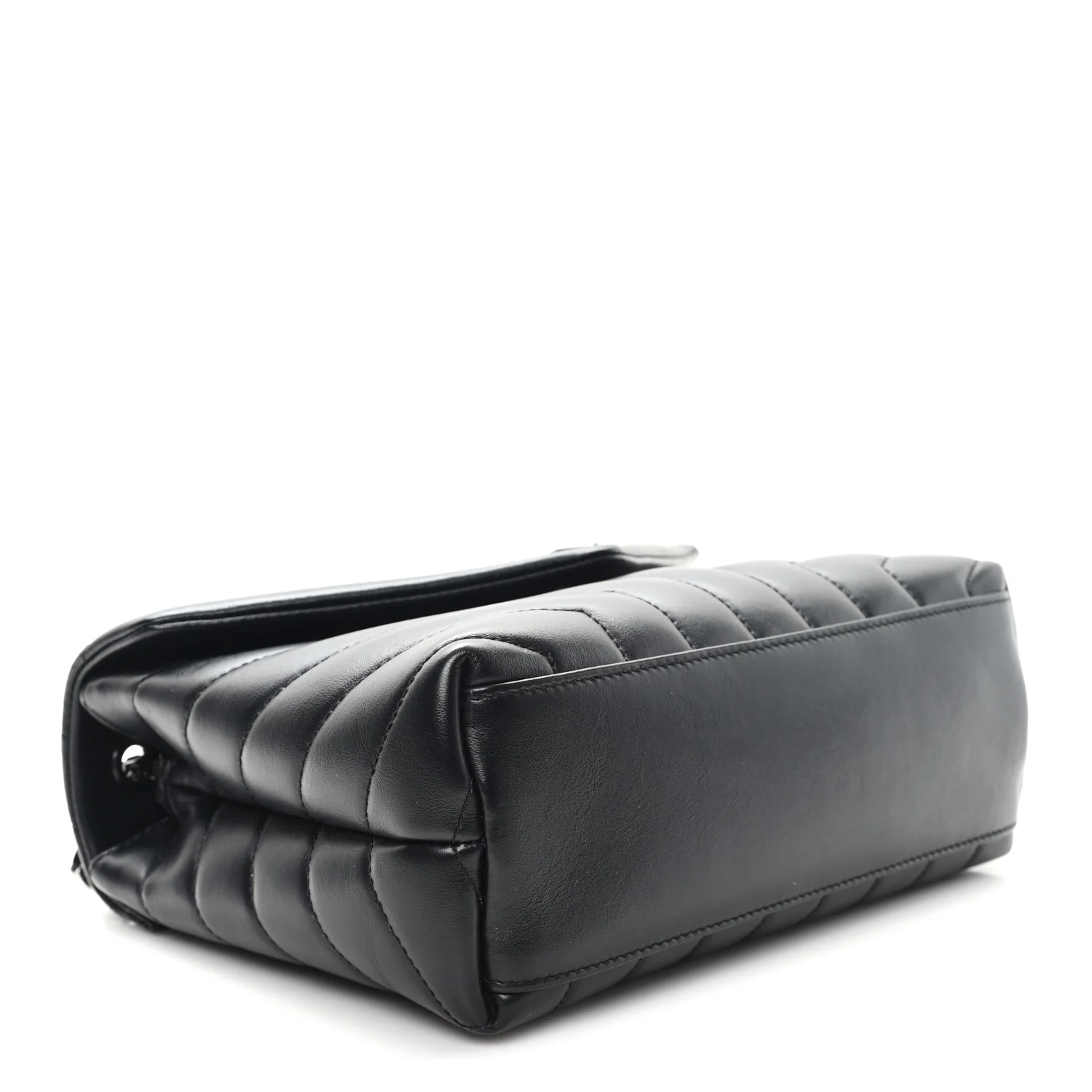 Calfskin Y Quilted Monogram Monochrome Small Loulou Chain Satchel Black - Image 4