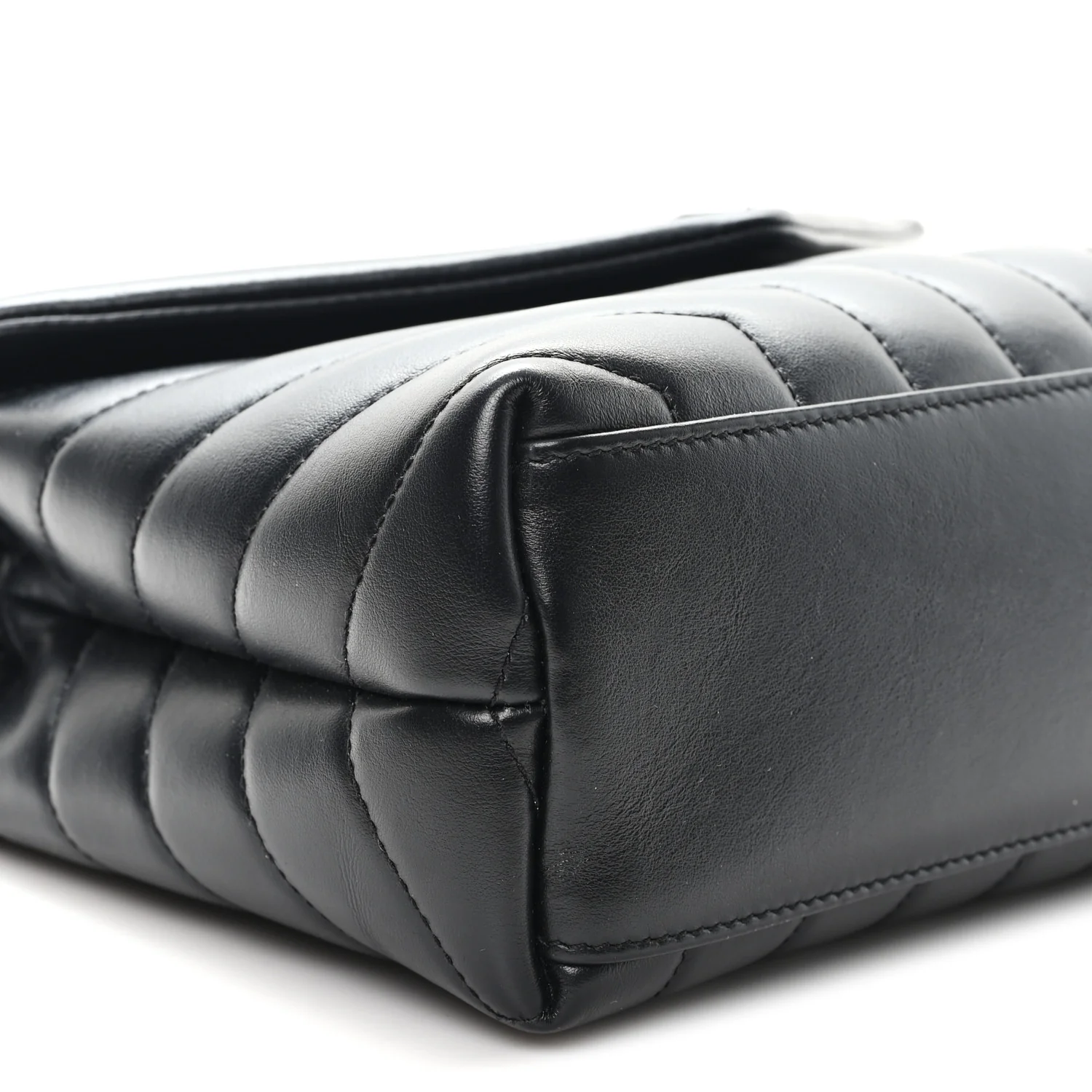 Calfskin Y Quilted Monogram Monochrome Small Loulou Chain Satchel Black - Image 9