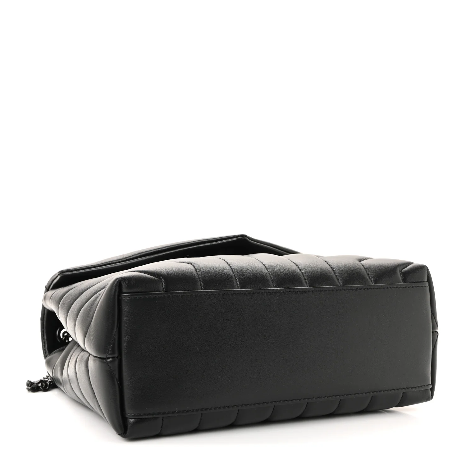 Calfskin Y Quilted Monogram Monochrome Small Loulou Chain Satchel Black - Image 4