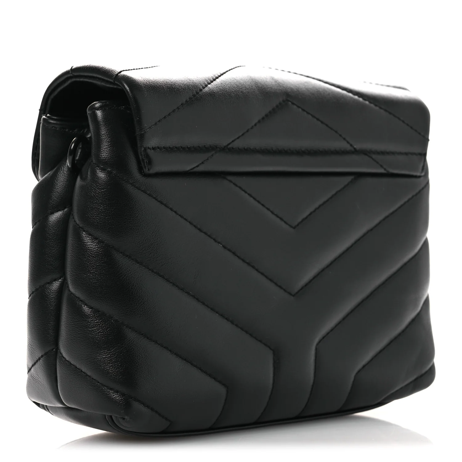 Calfskin Y Quilted Monogram Monochrome Toy Loulou Crossbody Bag Black - Image 3