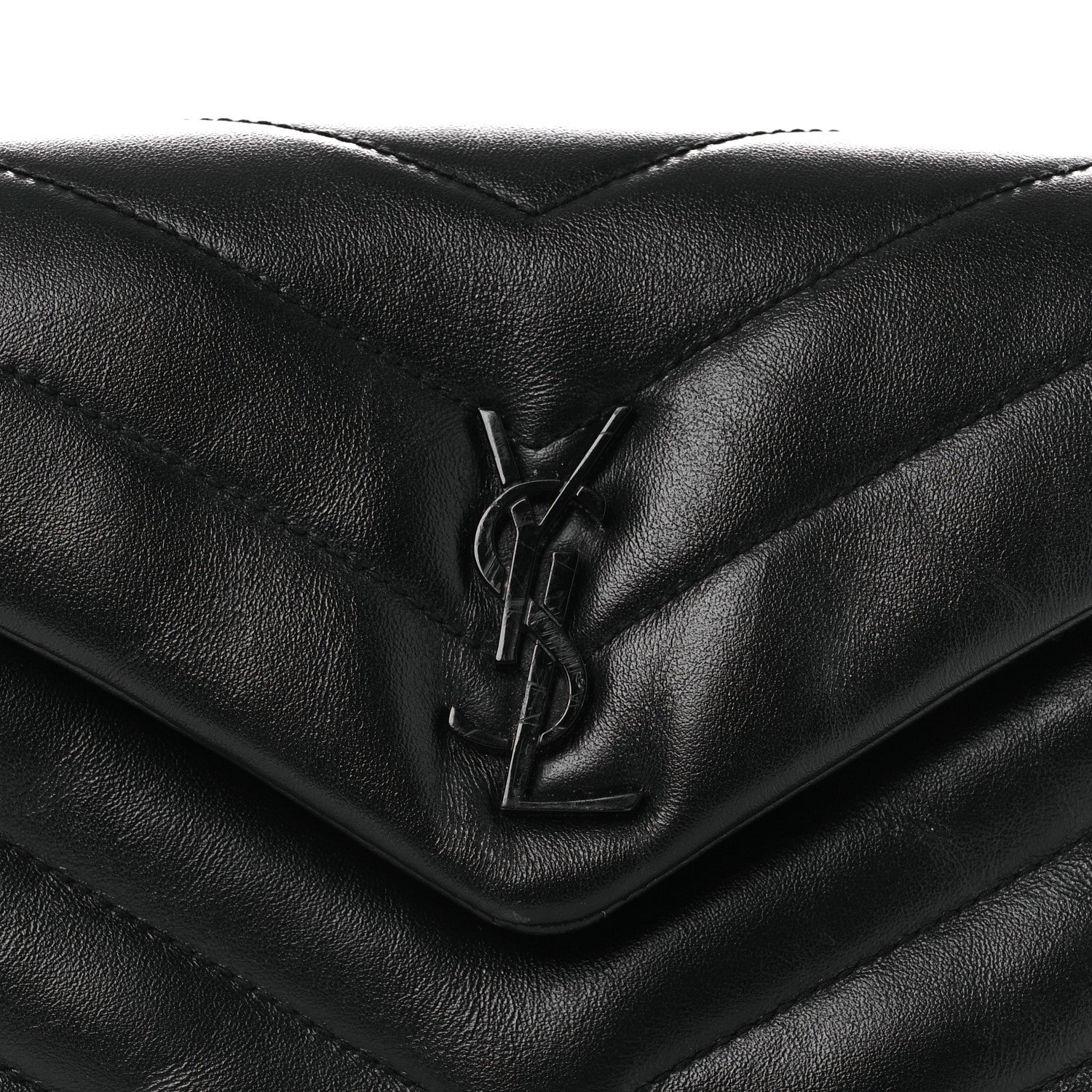 Calfskin Y Quilted Monogram Monochrome Toy Loulou Crossbody Bag Black - Image 8