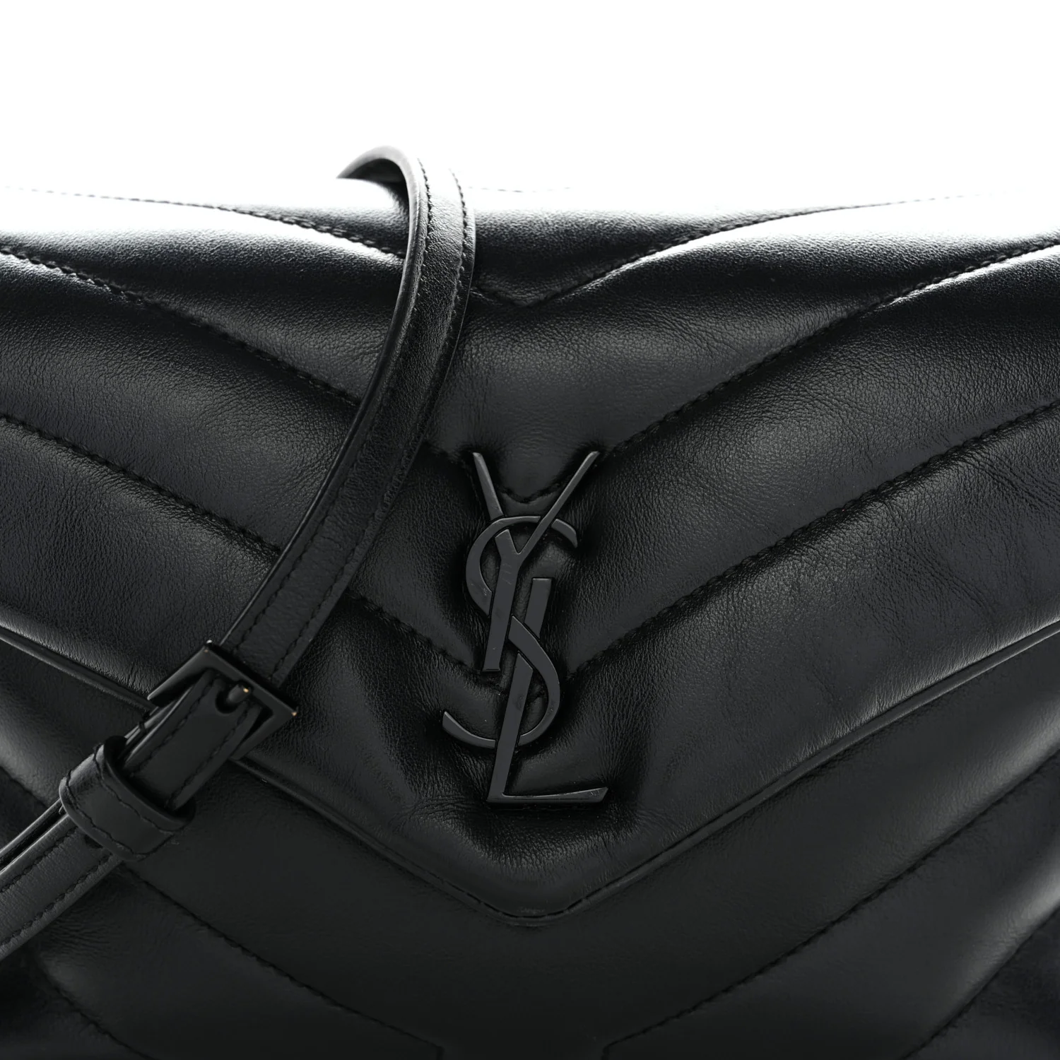 Calfskin Y Quilted Monogram Monochrome Toy Loulou Crossbody Bag Black - Image 8