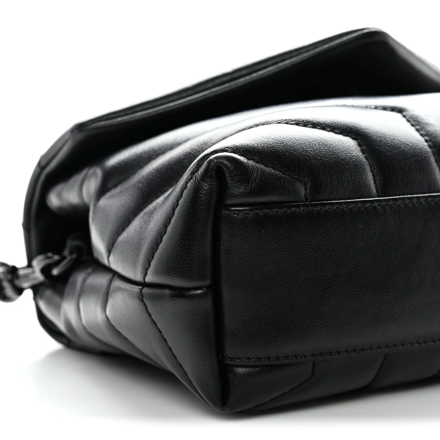 Calfskin Y Quilted Monogram Monochrome Toy Loulou Crossbody Bag Black - Image 9