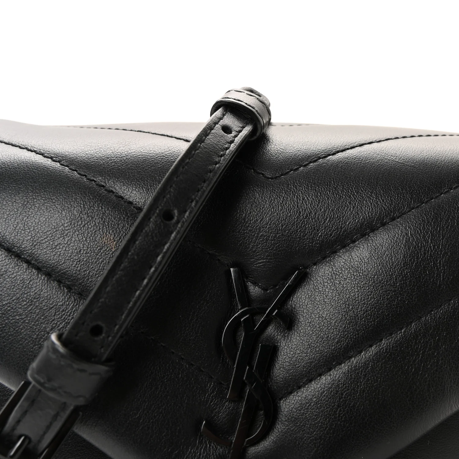 Calfskin Y Quilted Monogram Monochrome Toy Loulou Crossbody Bag Black - Image 12