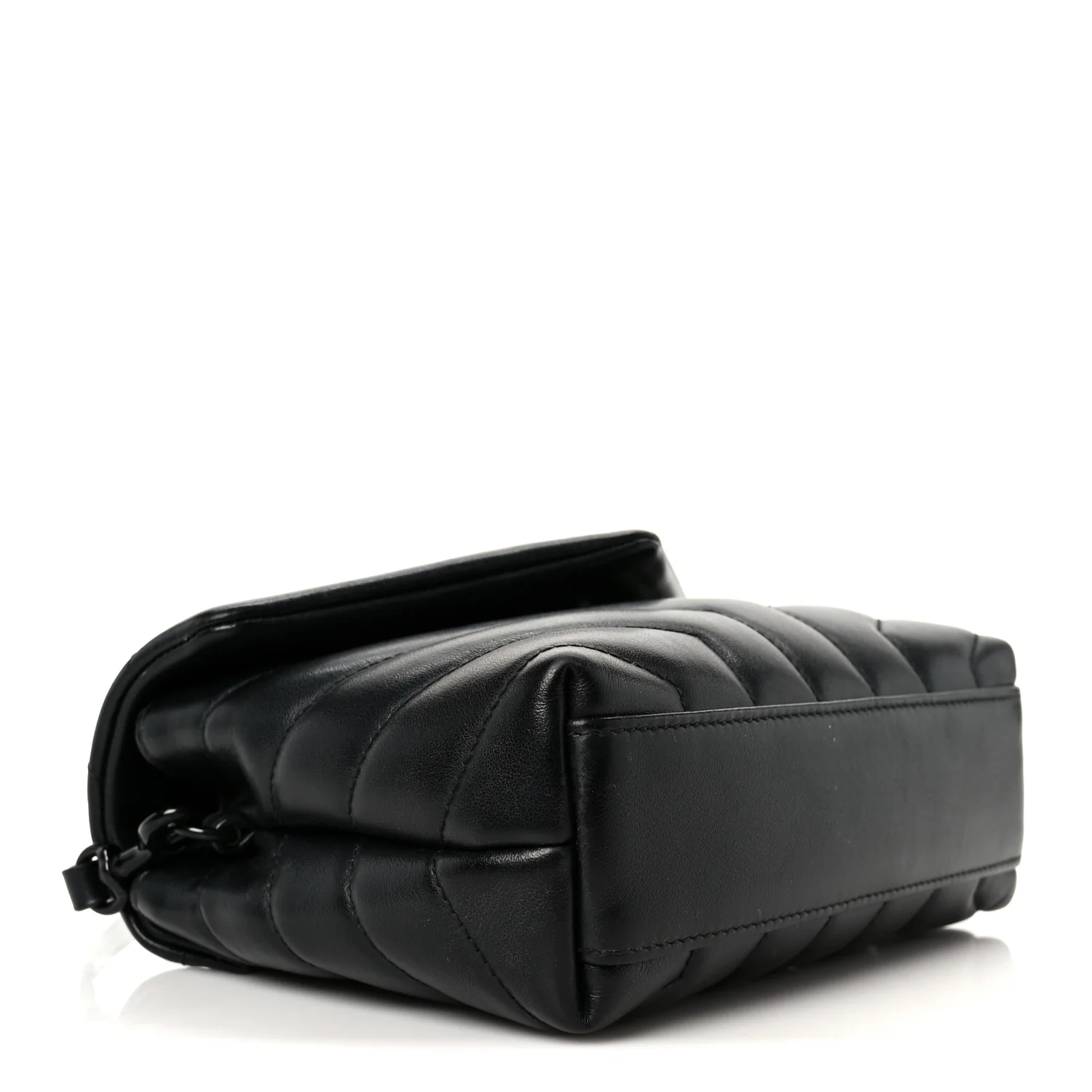 Calfskin Y Quilted Monogram Monochrome Toy Loulou Crossbody Bag Black - Image 4